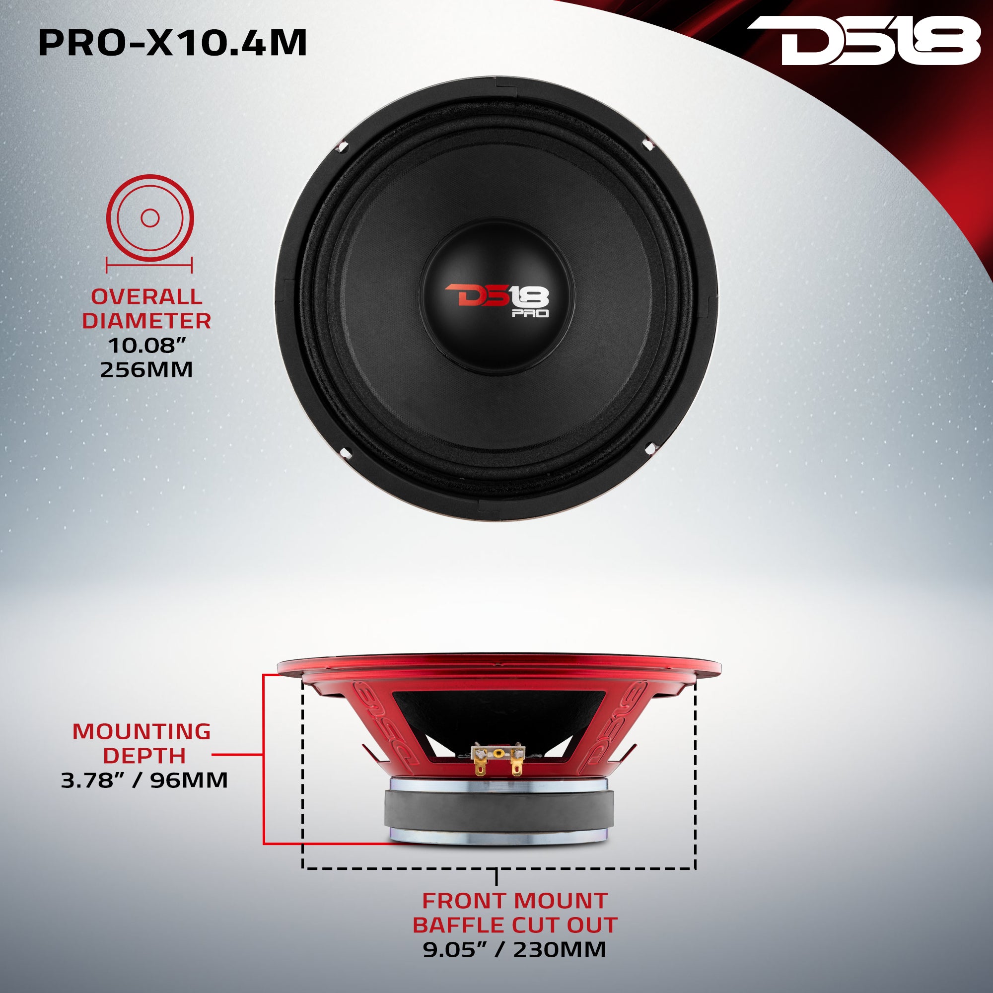 PRO X 10 Mid Range Loudspeaker 300 Watts RMS 4 Ohm - Professional Audio for Live Performances, DJ Sets & Studio Recording