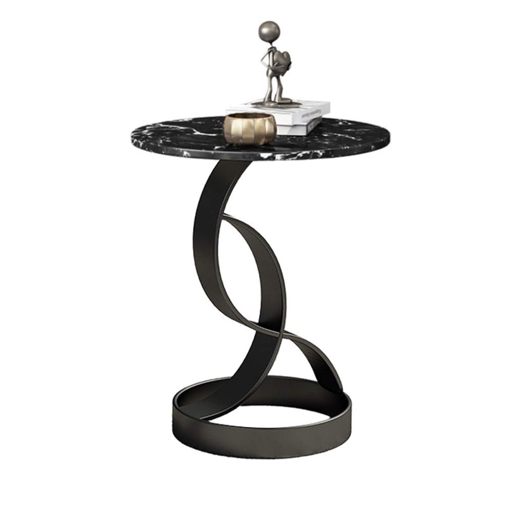**Marble C-Shaped Coffee Side Table - Portable Laptop Holder & Bedside Workstation (50x50x55cm) | Perfect for Living Room, Office & Small Space Decor**