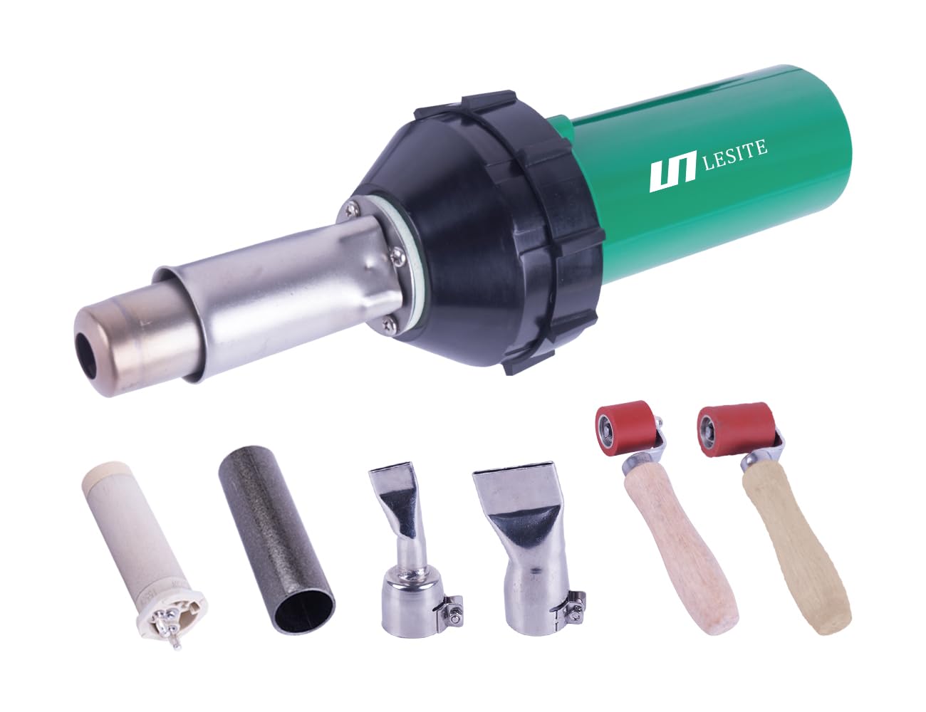 LESITE 1600W Professional Hot Air Gun for PVC Welding - Heat Gun with 2 Wide Nozzles & 2 Silica Rollers - Handheld Plastic Welder Kit for DIY Repairs, Shrink Wrapping, and Craft Projects