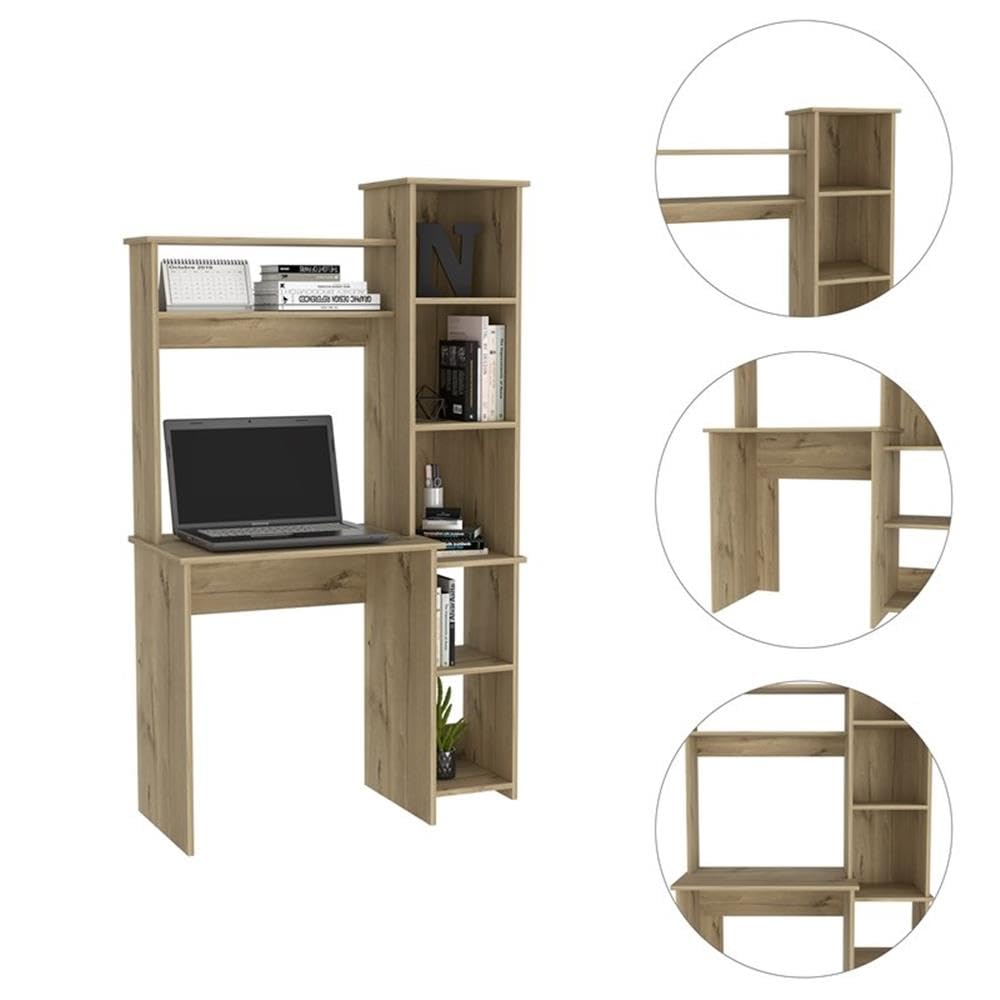 TUHOME Beige Versalles Wood Desk for Home Office