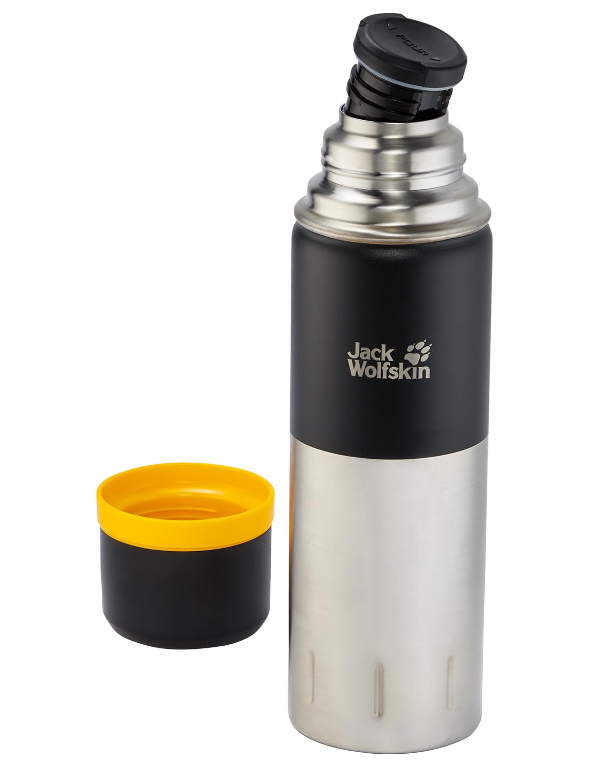 Jack Wolfskin Insulated Stainless Steel Vacuum Flask - 20oz Leakproof Water Bottle for Hiking, Camping & Outdoor Adventures