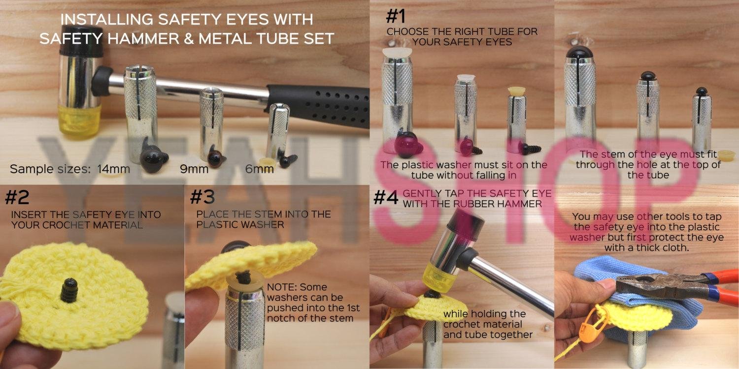 Professional Safety Hammer & Metal Tube Tool Kit for Safety Eyes Installation - Perfect for Doll Making, Plush Toy Repair & Crafting Projects