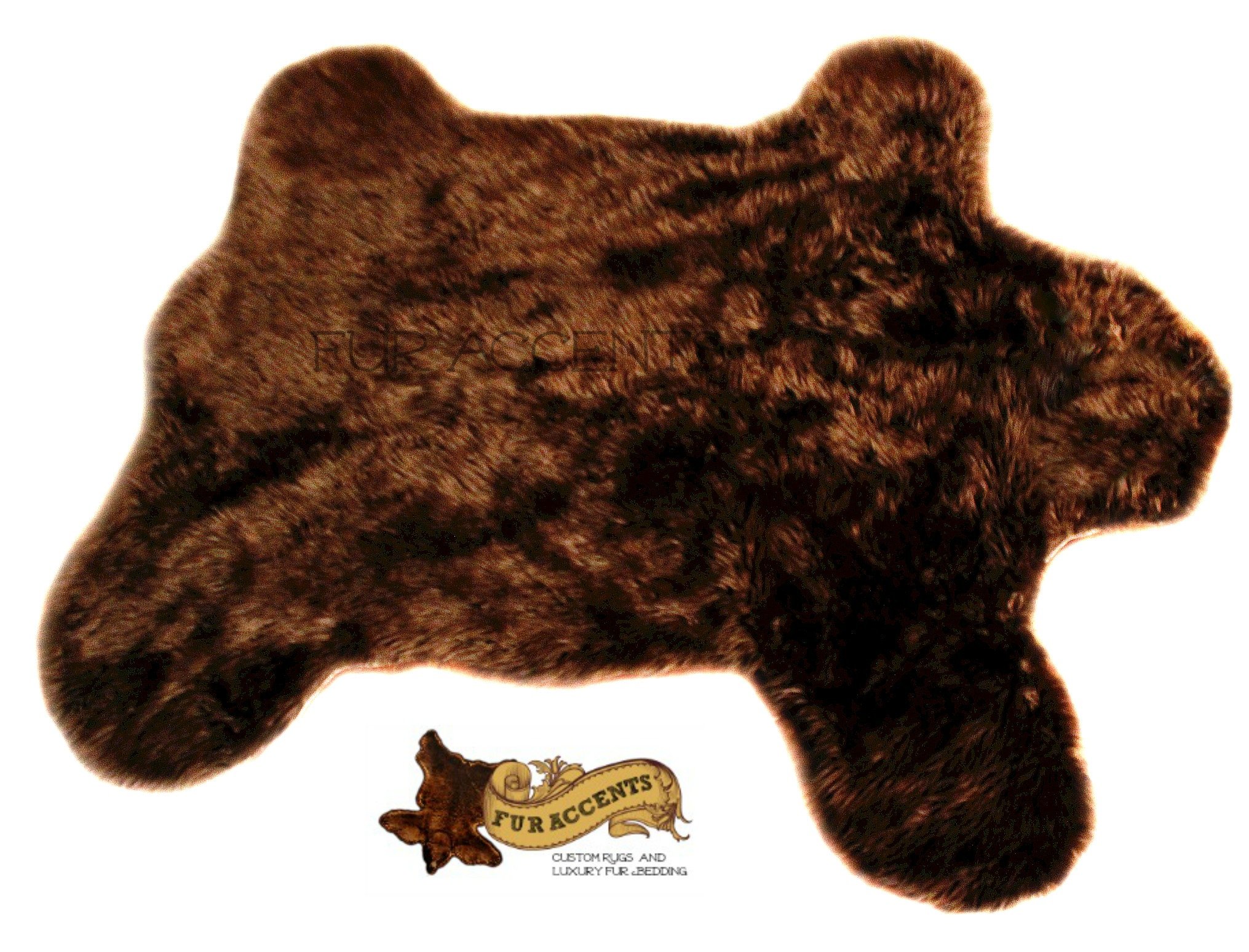 Luxury Plush Faux Fur Rug - 5'x5' Grizzly Brown Bear Skin Style Rug - Handmade in USA - Soft & Cozy Home Decor for Living Room, Bedroom & Nursery