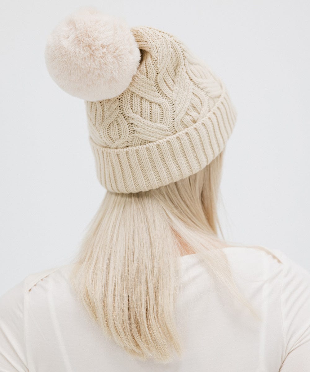 Ida Cable Knit Beanie - Soft Winter Hat for Men & Women - Warm Wool Blend Knit Cap for Cold Weather - Perfect for Skiing, Snowboarding & Outdoor Activities