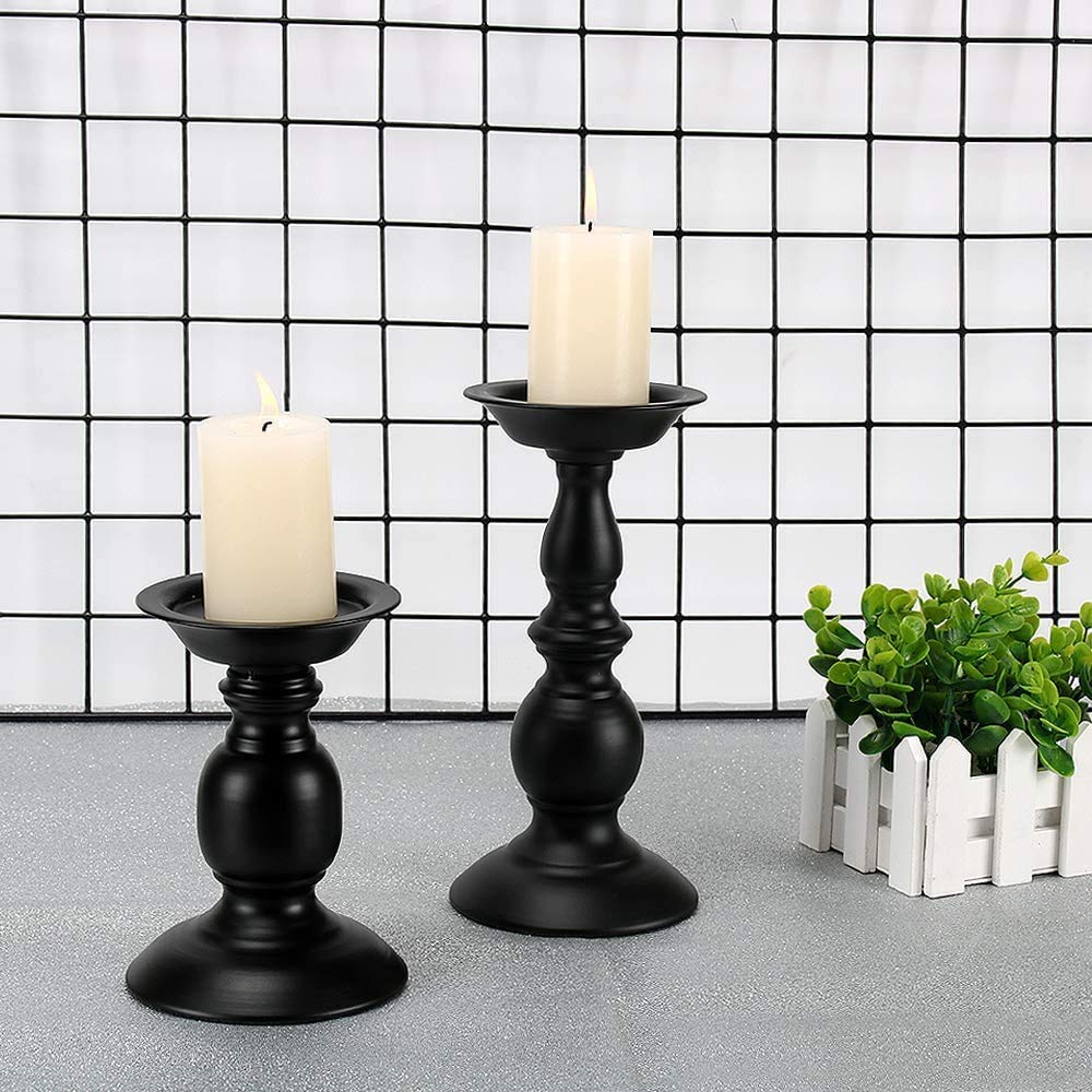 Vintage Iron Candlestick Holders Set of 2 - Antique Candle Stand for Wedding, Christmas & Birthday Decor - Perfect for Table Centerpieces, Fireplace Mantel & Holiday Home Decorations