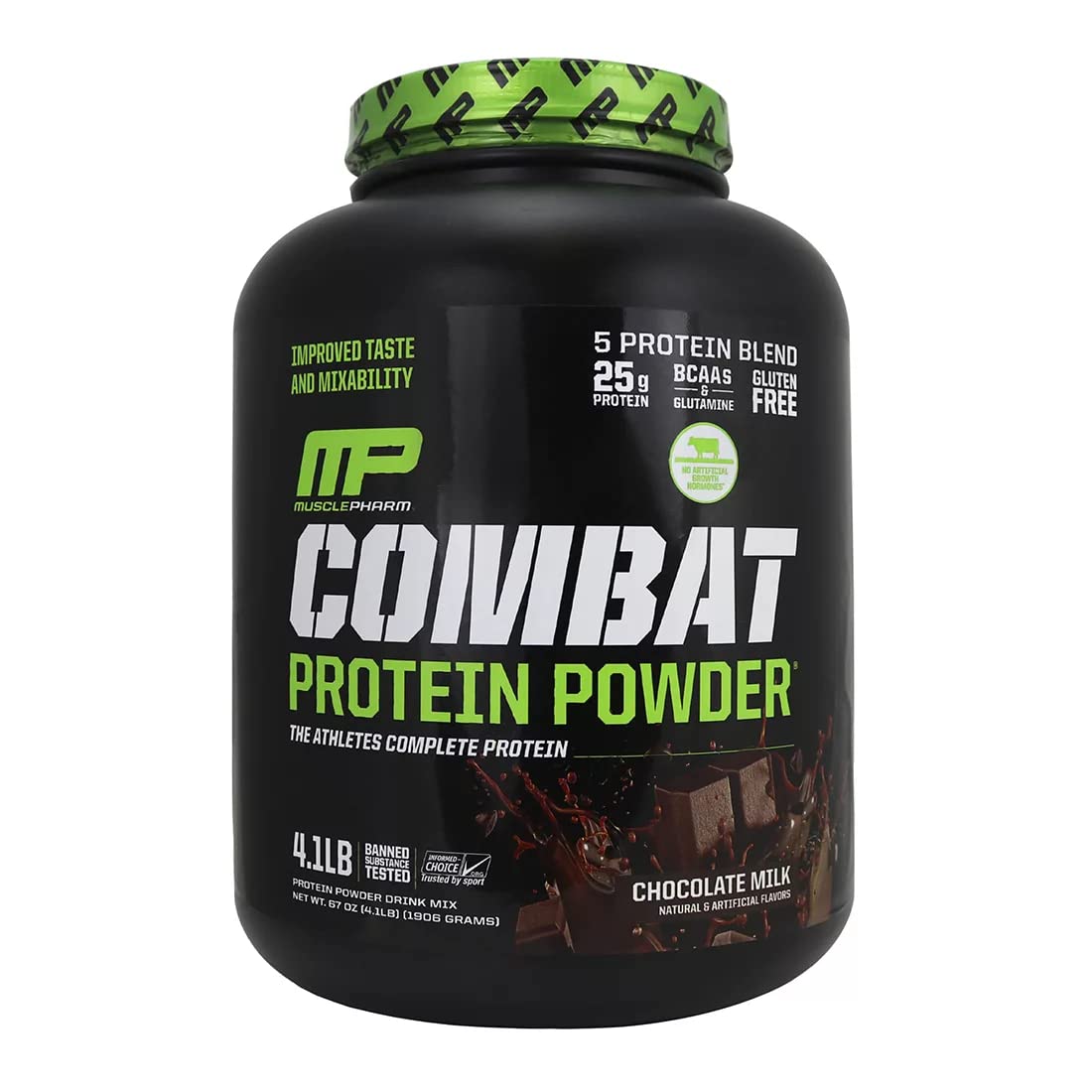 MusclePharm Combat Protein Powder - 5 Protein Blend for Muscle Growth & Recovery, Chocolate Milk Flavor, 4.1lbs (52 Servings) | Post-Workout Shake, Meal Replacement & Healthy Snack for Athletes