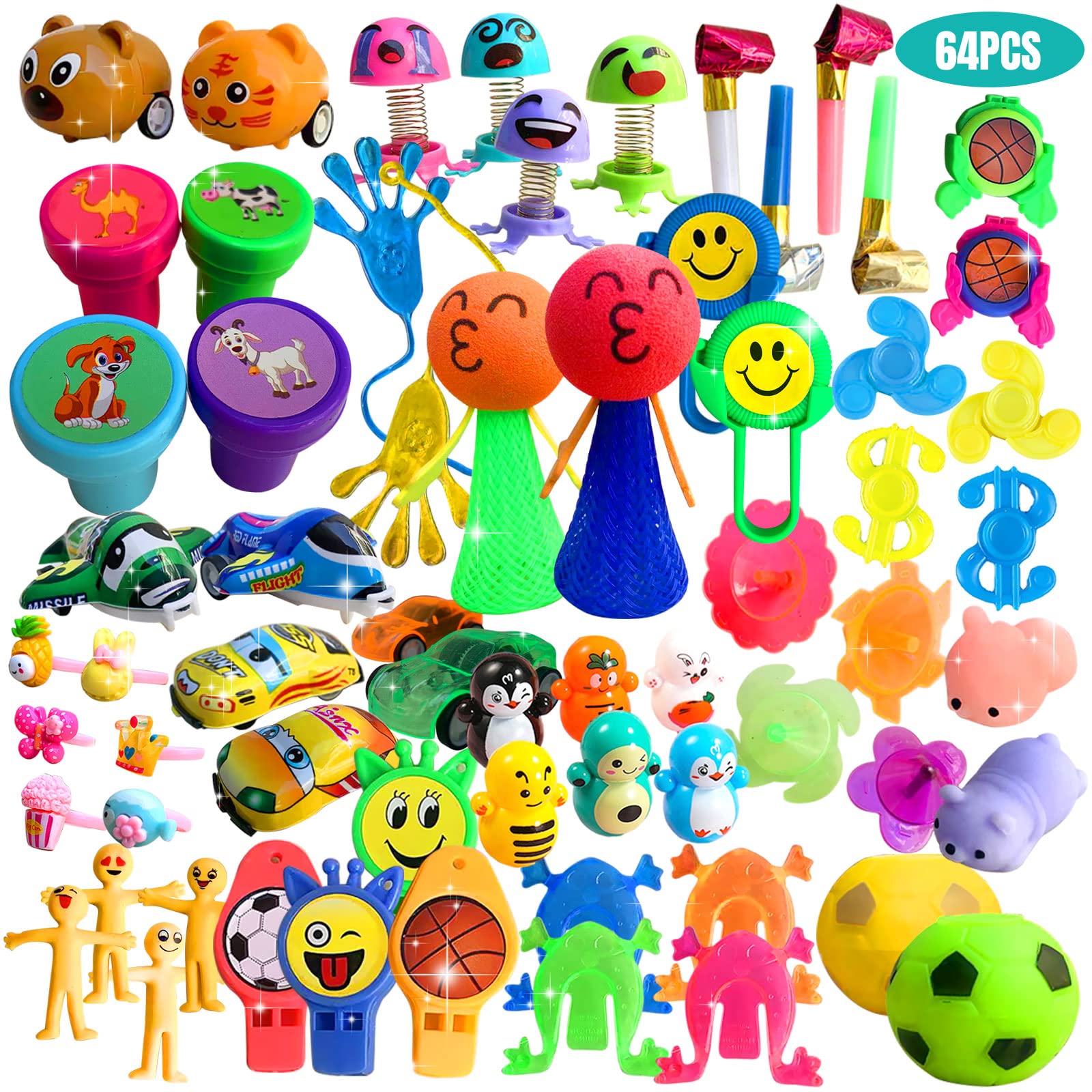 64 Pcs Easter Small Toys Bulk - Party Favors for Kids, Easter Basket Stuffers, Pinata Fillers, Classroom Treasure Box Prizes | Perfect for Easter Egg Hunts, Birthday Goodie Bags & Student Reward Gifts