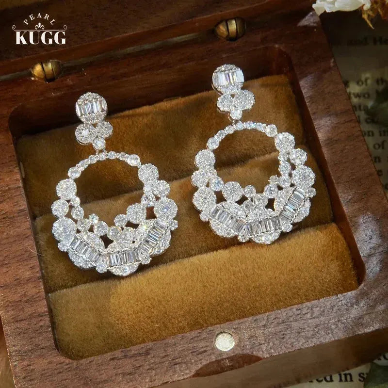 18K White Gold Diamond Earrings for Women - 1.92 Carat Natural Diamonds, Full Drilling Shiny Stud Earrings - Perfect for Engagement, Wedding, Anniversary & Special Occasions