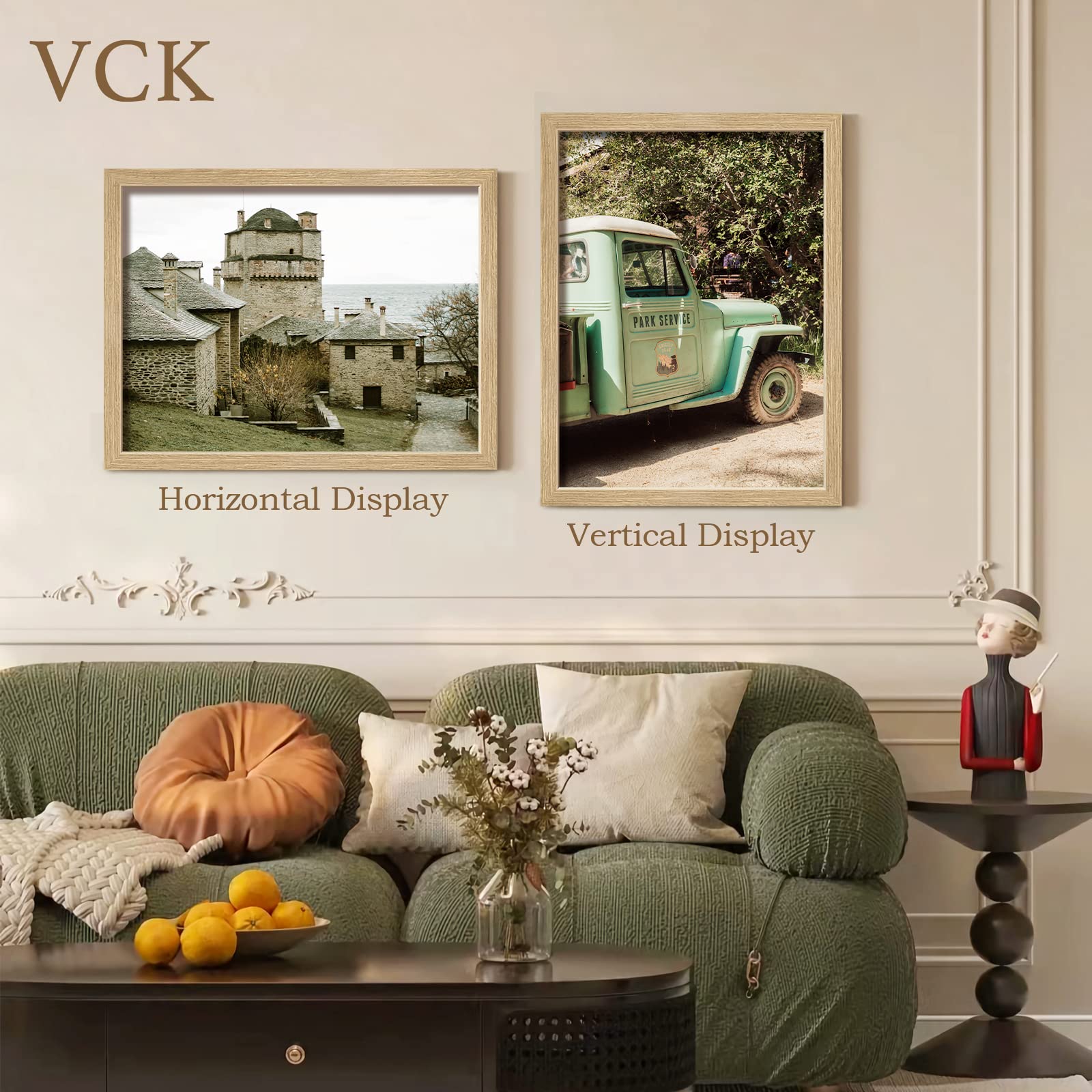 VCK 18x24 Inch Poster Frame Set of 3 - Oak Wood Picture Frames with Wall Hanging Kit, Natural Solid Wood Photo Frames for Home Decor, Office, Gallery Wall Display