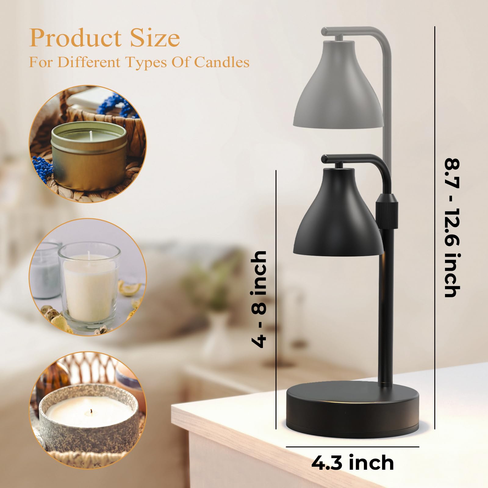 Vaincre Electric Candle Warmer Lamp with Timer & Dimmer - 2 Bulbs Included - Romantic Home Decor for Bedroom, Bathroom, Spa - Perfect Gift for Women, Mothers Day, Christmas