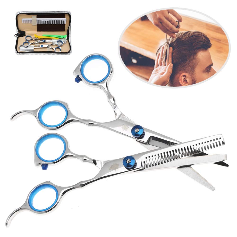 Professional Set of 2 Hair Cutting & Thinning Scissors with Upgraded Blue Screw (XK01-BB) - Perfect for Salon Stylists & Home Haircuts