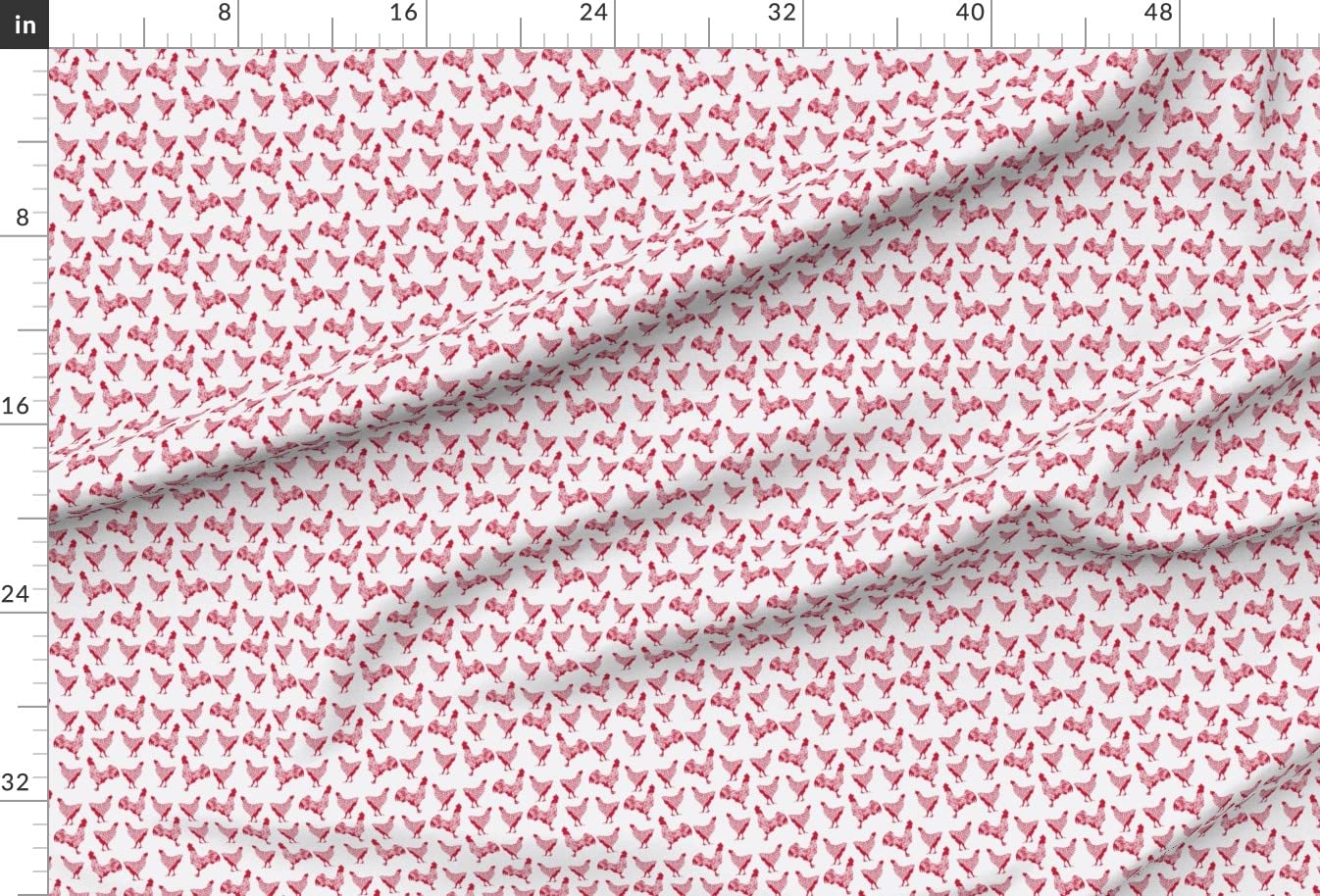 Red Chicken White Farm Animal Neutral Hen Rooster Chickens Monochrome Printed Minky Fabric by The Yard - Soft Plush Material for Sewing Baby Blankets, Quilt Backing & DIY Projects - Perfect for Nursery Decor, Home Crafts & Gift Making