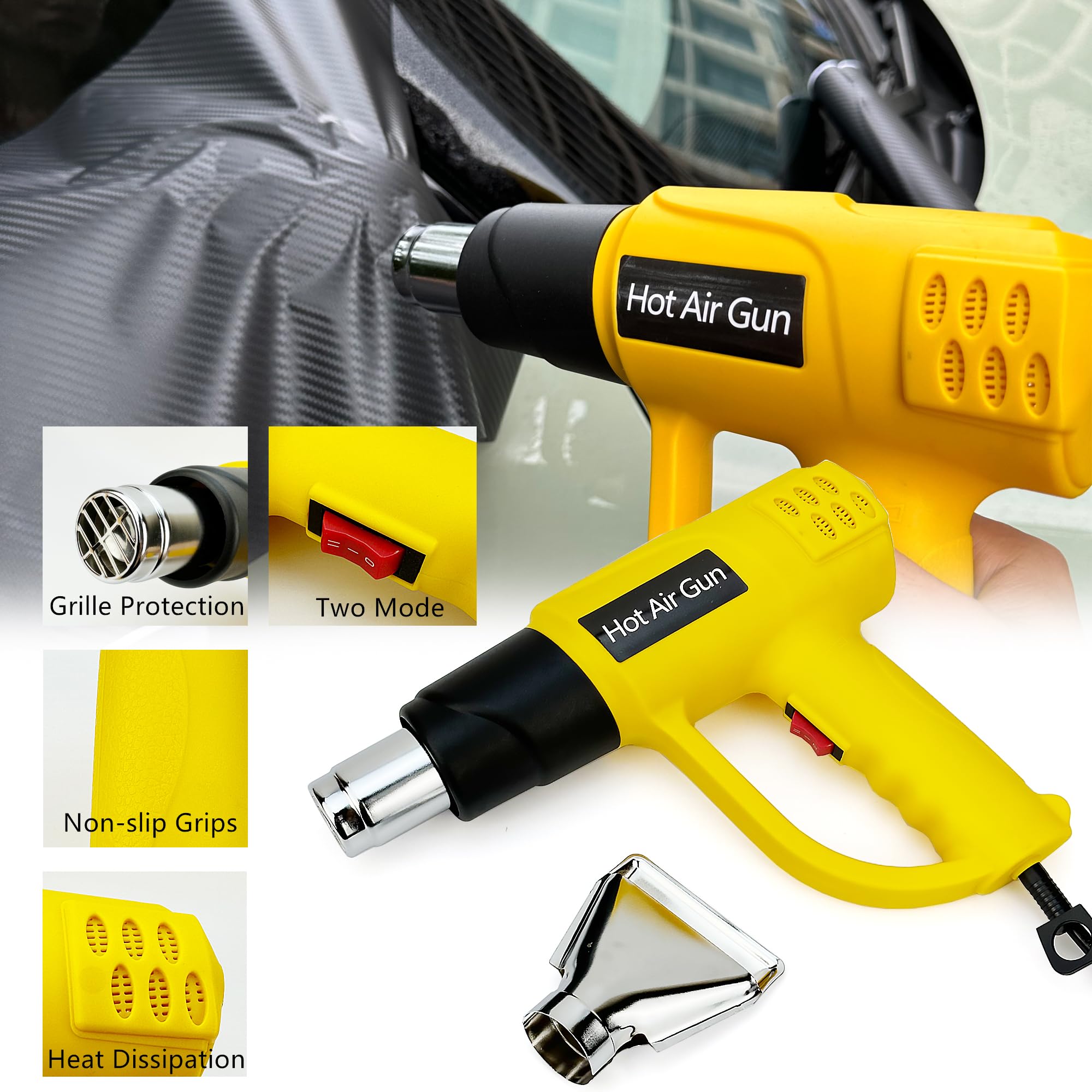Professional Vehicle Wrap Kit with Heat Gun for Vinyl Wrap & Window Tinting - Includes Silicone Squeegee, 9mm Knife Blades, Felt Squeegee, 500ml Spray Bottle & Micro Squeegee - Perfect for Car Paint Protection, Decal Application & Auto Window Film Installation