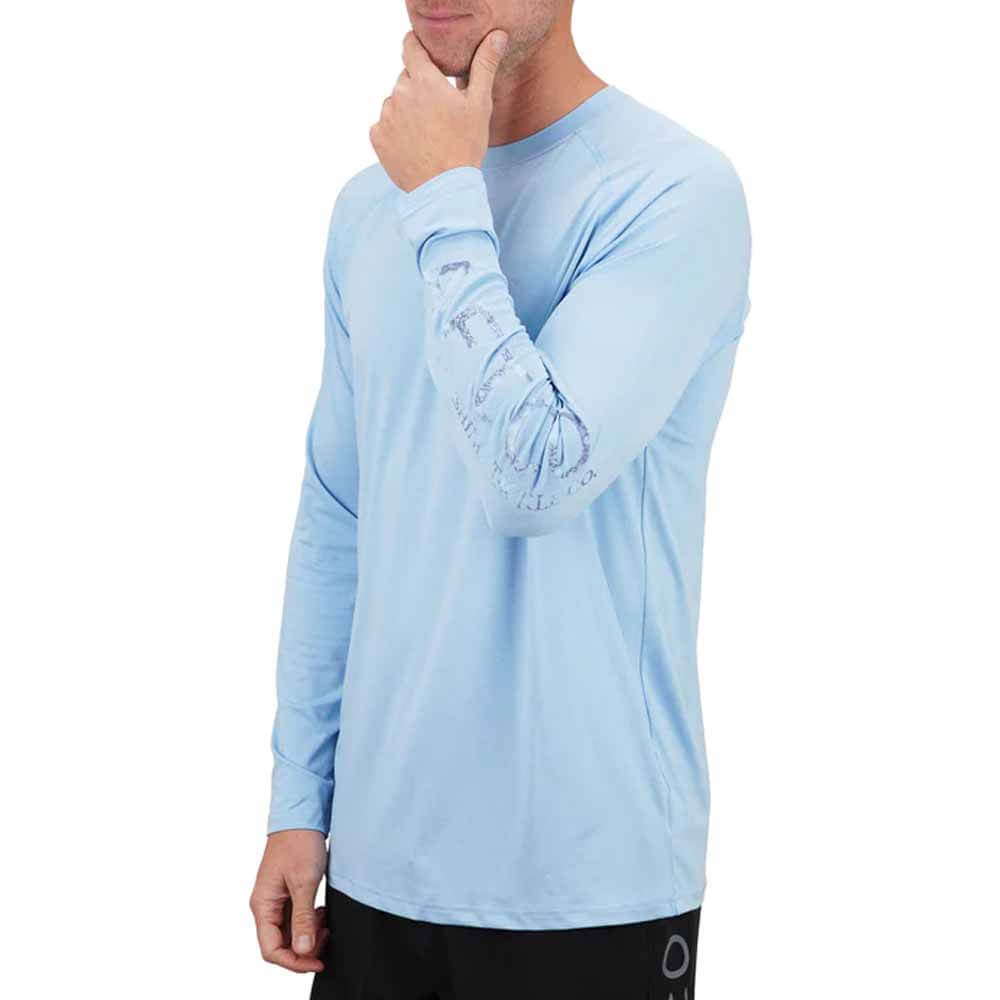 Aftco Airy Blue Heather Samurai 2 Long Sleeve Performance Shirt - Fishing, Boating & Outdoor Activities