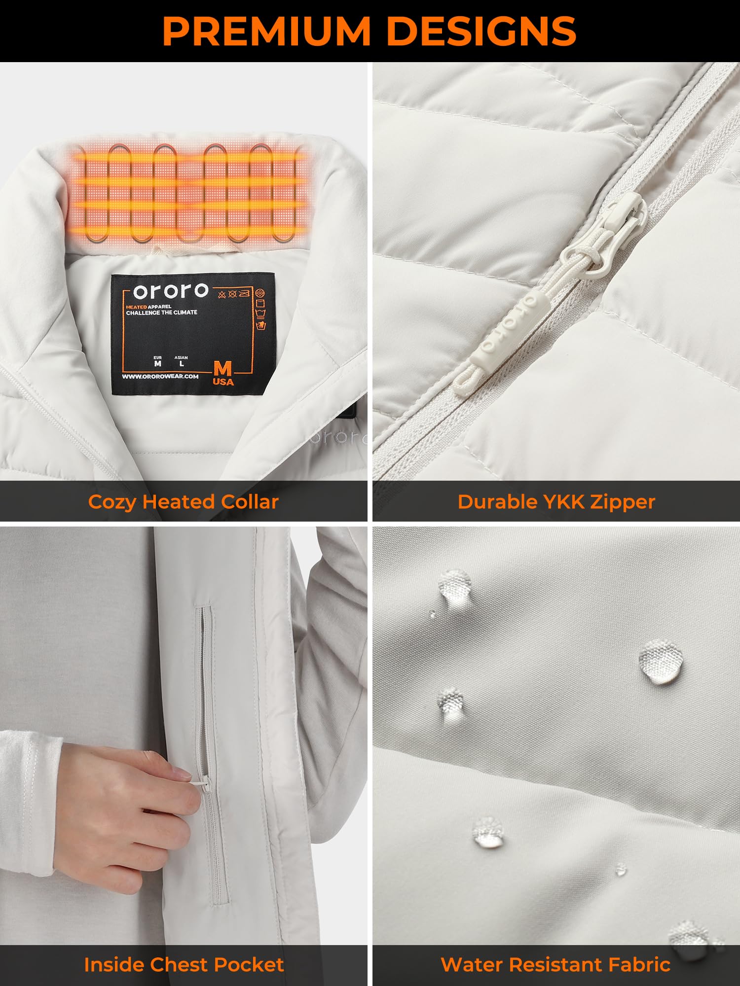 ORORO Women's Heated Down Vest with Rechargeable Battery - Lightweight 800 Fill Power Heated Jacket for Cold Weather - Perfect for Outdoor Activities, Hiking, and Winter Travel (Charger Not Included)
