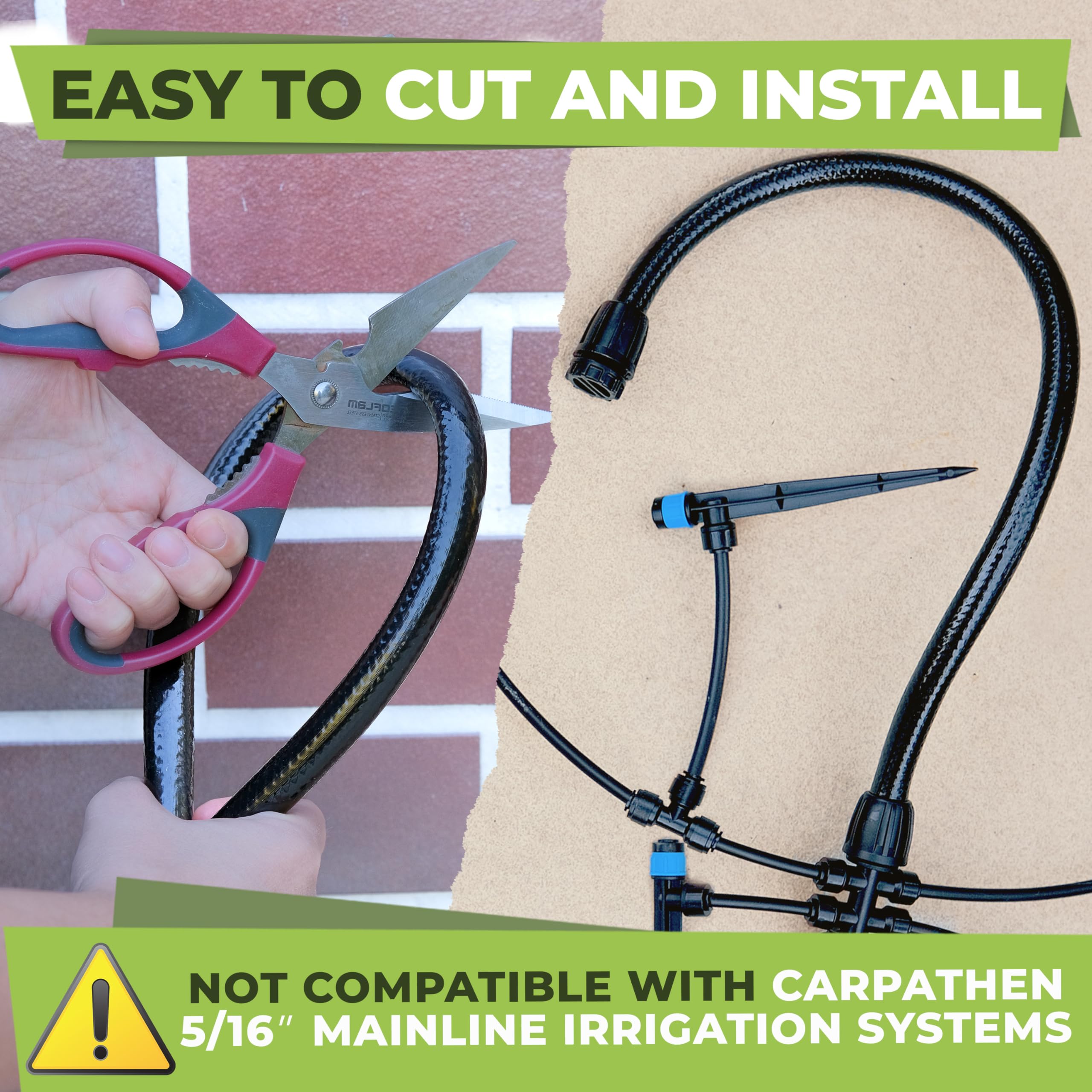 **Carpathen 50 FT 1/2 Inch Drip Irrigation Tubing - Heavy Duty Garden Hose for Push-To-Connect Systems, Blank Distribution Tubing for Lawns, Greenhouses & DIY Gardening Projects**