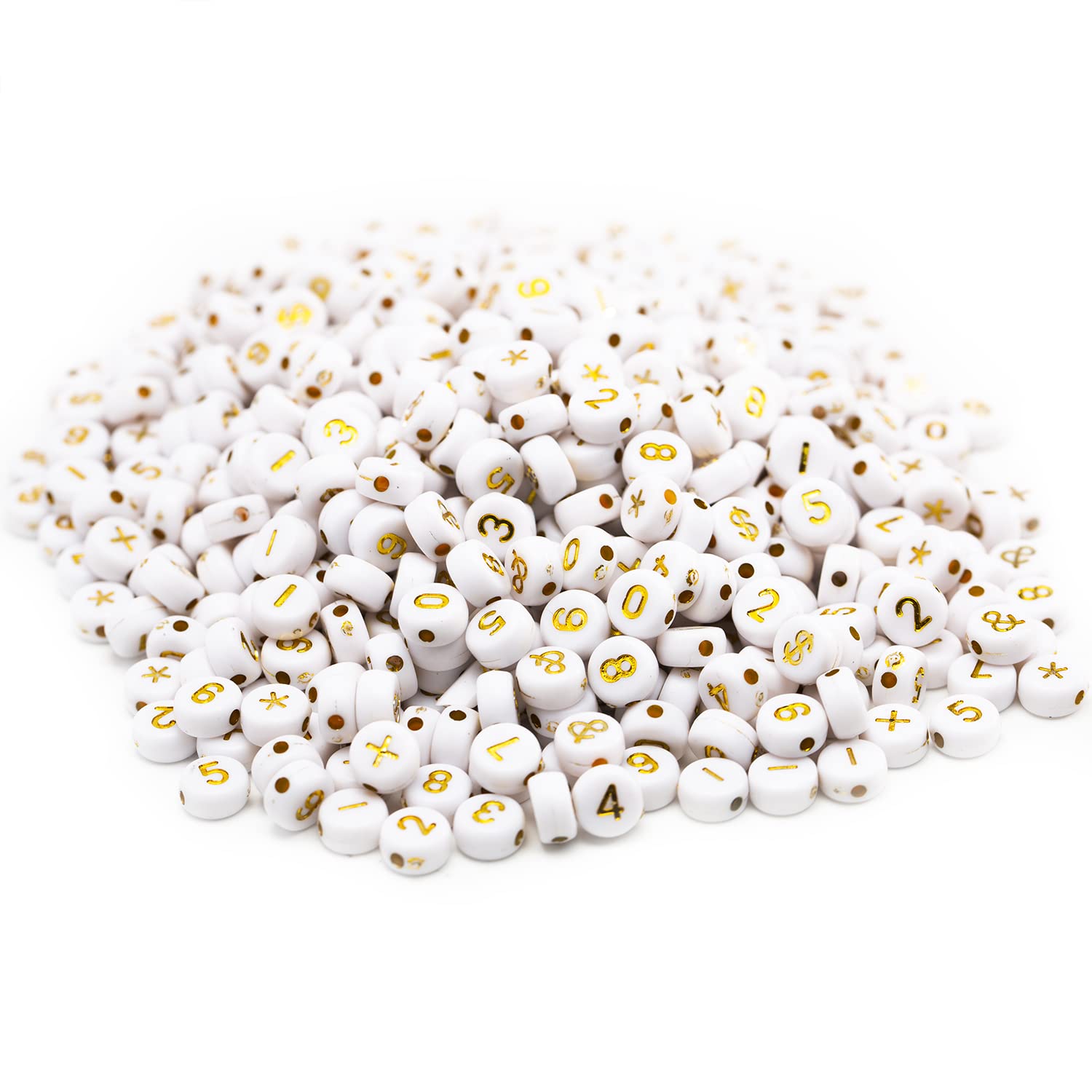 500 Pcs Gold Acrylic Number & Symbol Beads for DIY Jewelry Making - Perfect for Bracelets, Necklaces, and Craft Projects