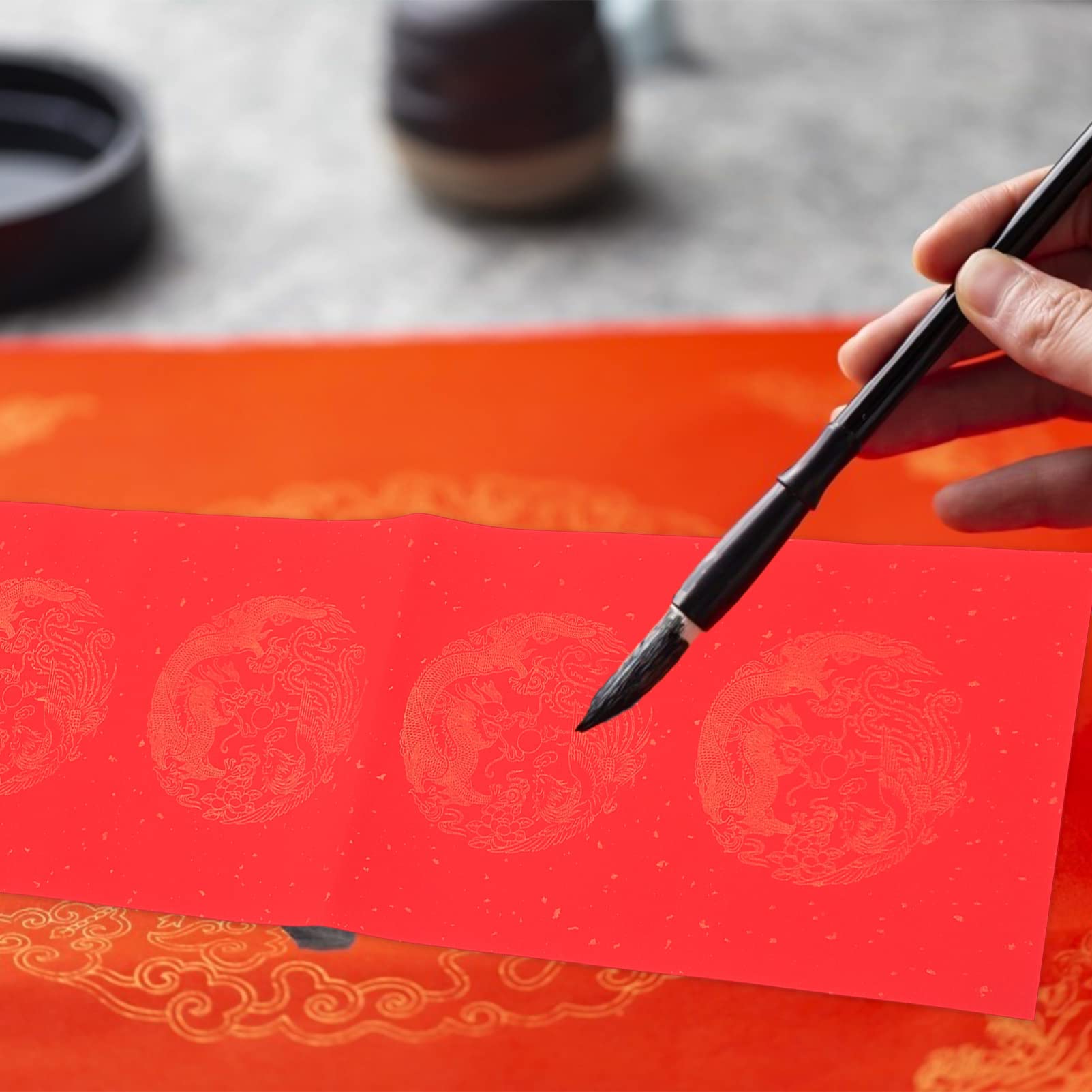 Wakauto 1 Roll Red Chinese Couplet Paper - Sumi Xuan Paper for Spring Festival Calligraphy, New Year Decorations & DIY Scroll Art | Perfect for Home Decoration, Gift Wrapping & Traditional Chinese Celebrations