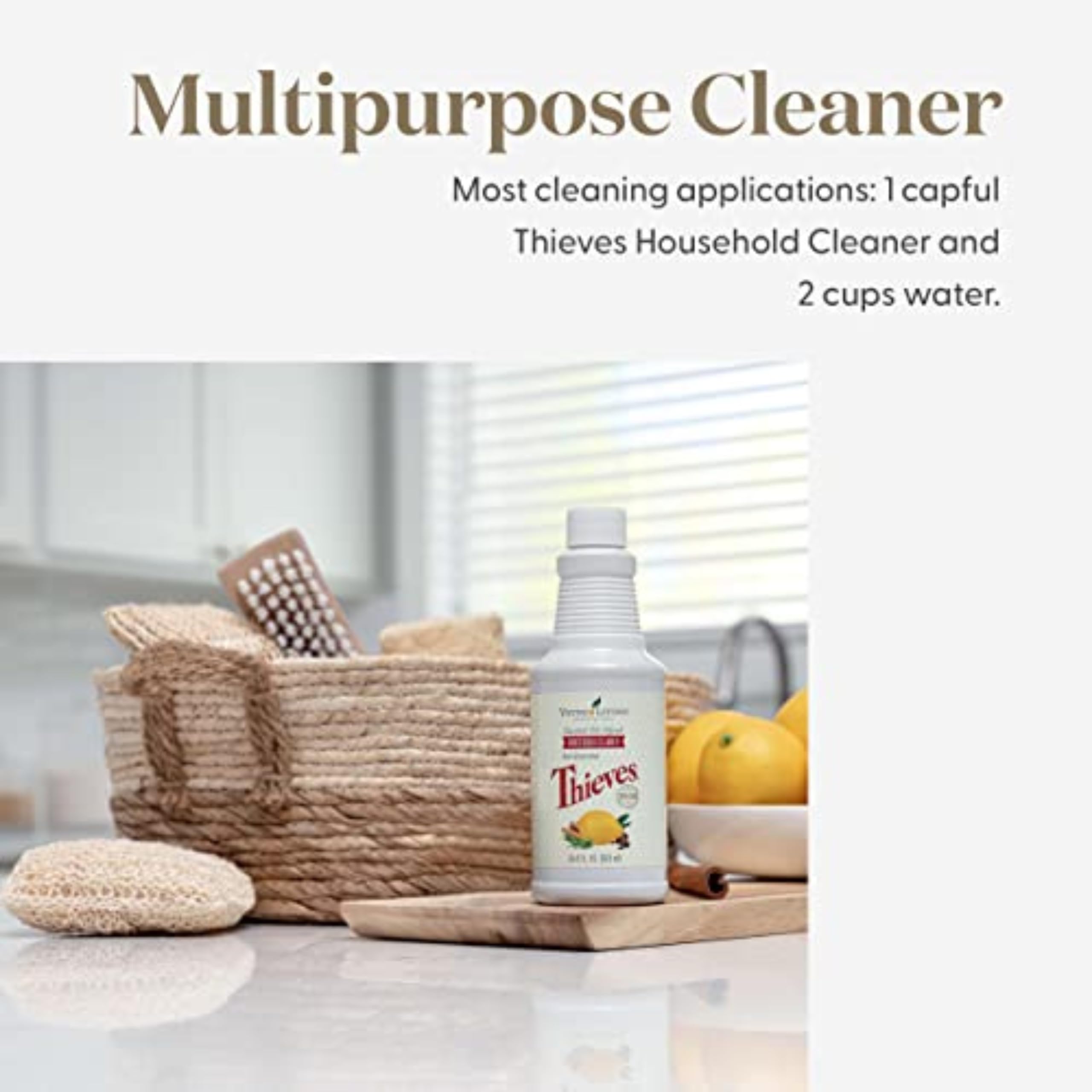Young Living Thieves All-Purpose Cleaner 14.4 oz | Plant-Based Natural Household Cleaner with Essential Oils | Safe for Floors, Mirrors, Carpets & Pet Areas | Multi-Surface Cleaner for Kitchen, Bathroom & Living Room