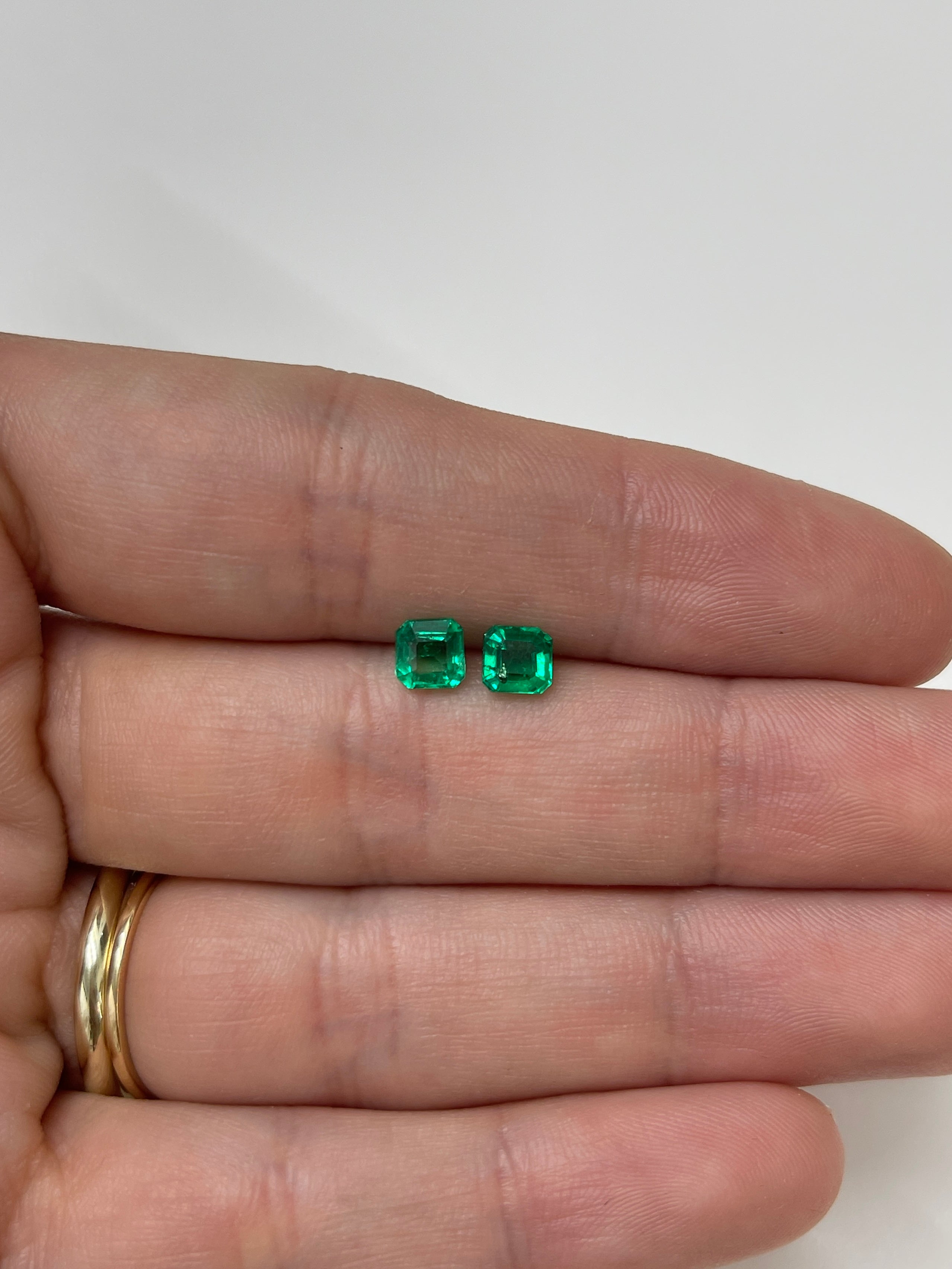 1.13tcw 5x5 Matching AAA Muzo Green Loose Colombian Emeralds - Asscher Cut Gemstones for Jewelry Making & Engagement Rings