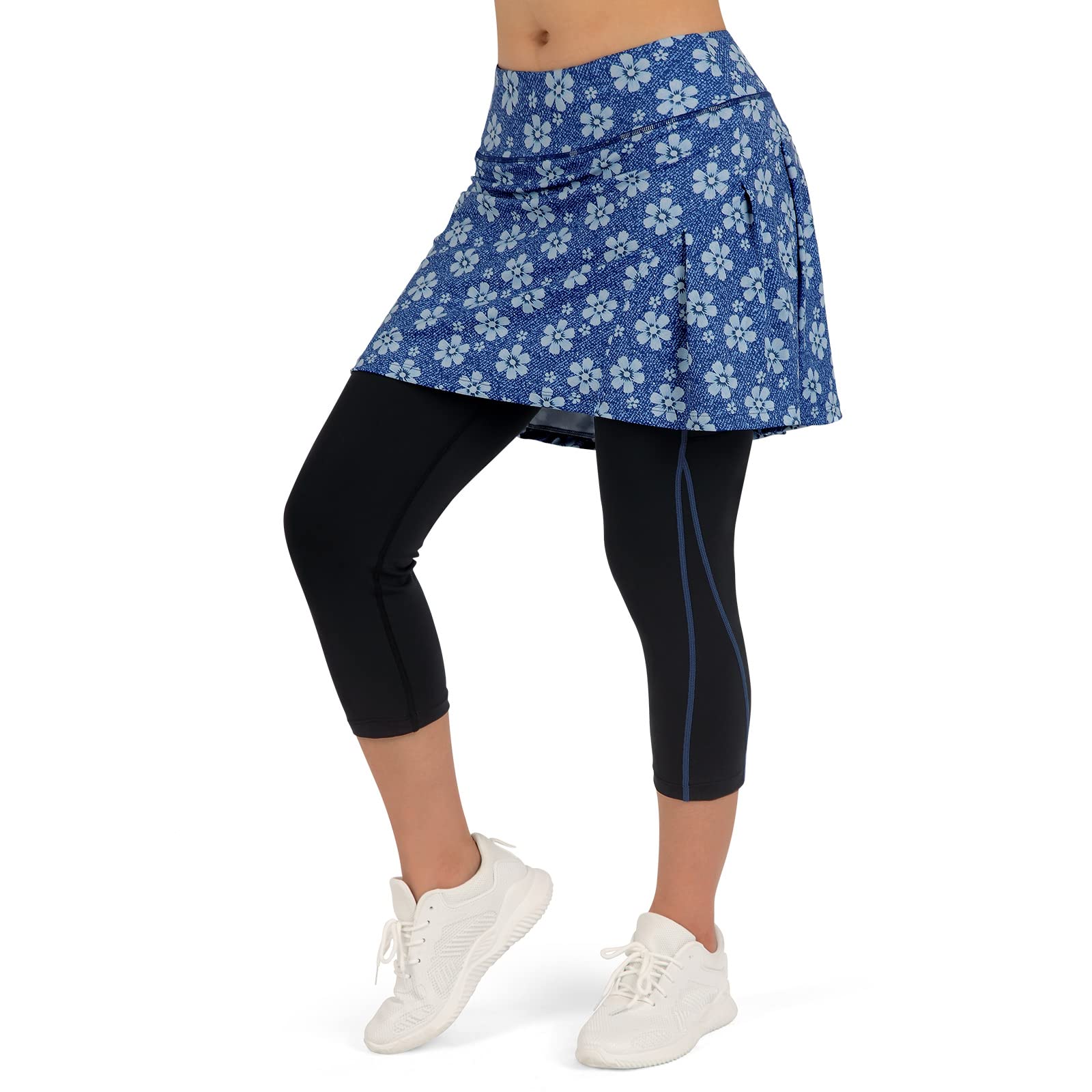 ANIVIVO Women's Tennis Skirted Leggings with Pockets - Yoga Capris with Skirt for Pickleball, Tennis & Workout - Comfortable Athletic Wear for Sports & Gym