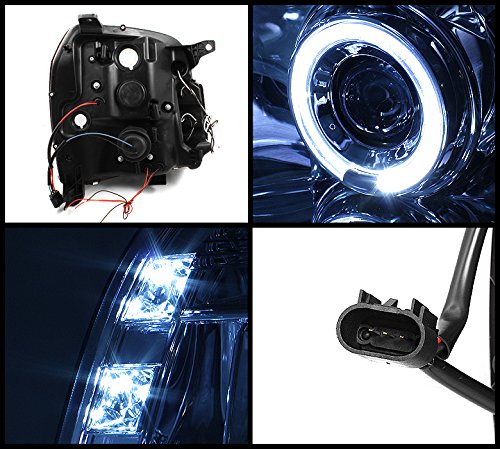 AKKON Chrome Halo Projector LED Headlights with Clear Fog Lights & Bulbs - Compatible with 2007-2014 GMC Yukon & Yukon XL 1500/2500 - Upgrade for Night Driving & Off-Road Adventures
