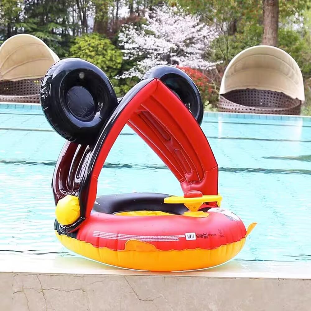 **Baby Swimming Pool Floats with Removable Sun Canopy – Inflatable Raft with Seat & Handle for Toddlers 4-48 Months – Safe, No Flip Design – Perfect for Beach, Pool & Summer Fun**    (Note: 