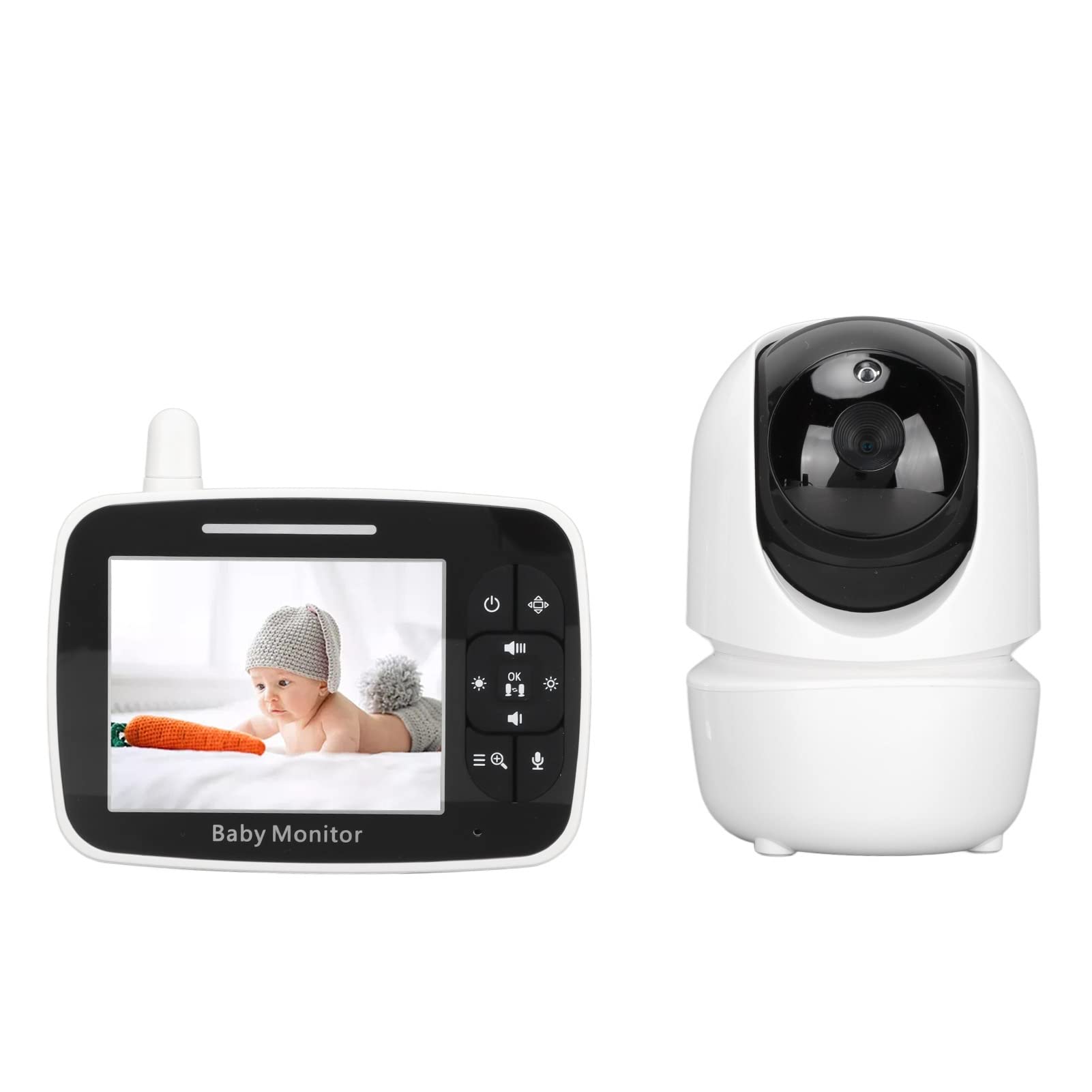 Zyyini 3.5 Inch HD Video Baby Monitor with 2-Way Audio Intercom, Night Vision, TFT LCD Screen - Perfect for Nursery, Bedroom & Home Security (White)