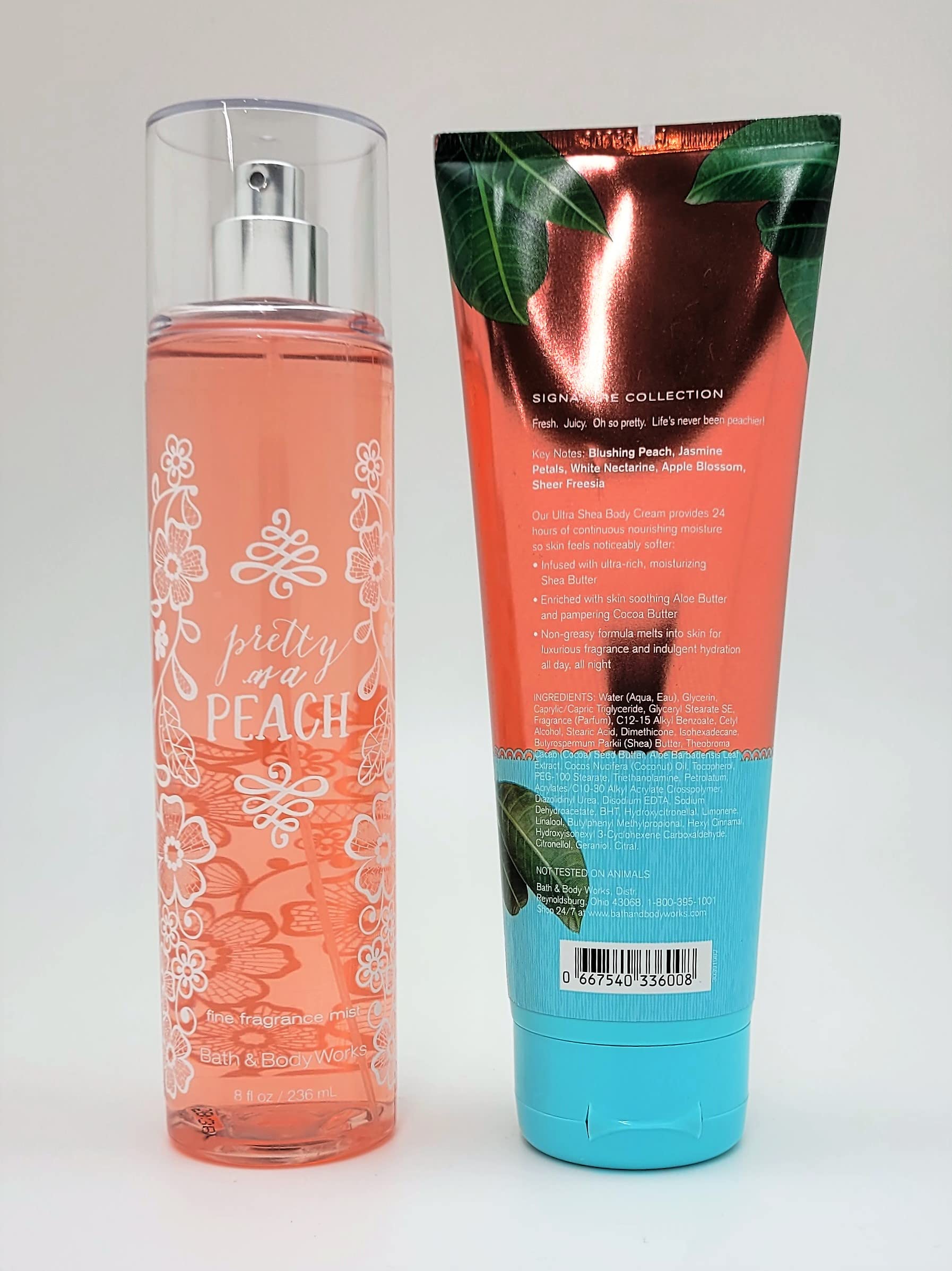 Bath & Body Works Pretty as a Peach 2-Piece Set - Fine Fragrance Mist & 24-Hour Moisture Ultra Shea Body Lotion | Perfect for Daily Skincare & Gift Giving