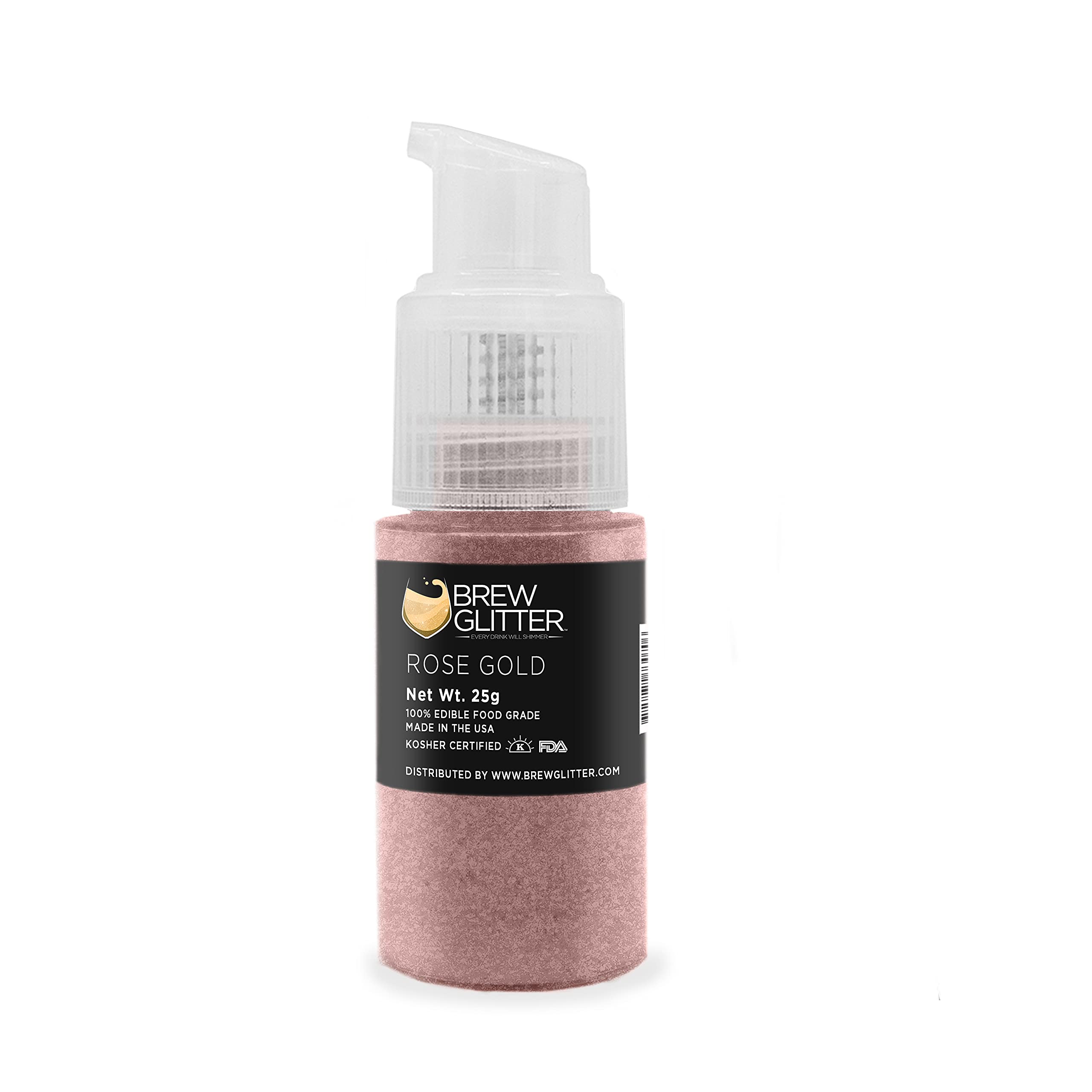 Edible Glitter for Drinks - Rose Gold Food Grade Glitter for Cocktails, Beer, Beverages & Garnish | KOSHER & HALAL Certified | 100% Vegan, Gluten & Nut Free | 25g Spray Pump | Perfect for Party Drinks, Wedding Cocktails & Bar Decorations
