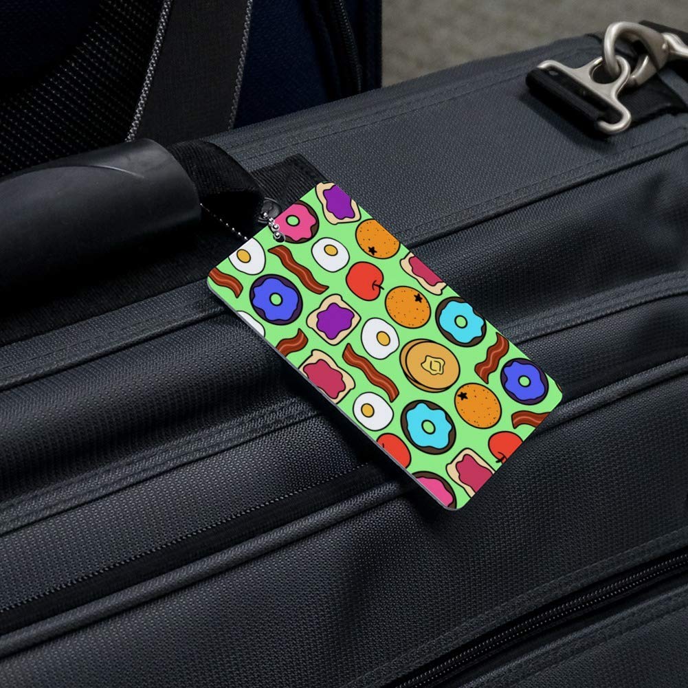 Fun Breakfast Foods Pattern Luggage Tag - Cute Suitcase ID Tag for Carry-On Bags - Perfect for Travel, Vacation & Kids Backpack Identification