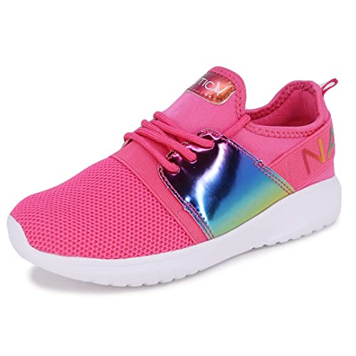 Nautica Kids Girls Metallic Fashion Sneakers - Lightweight Running Shoes for Toddler, Little & Big Kids - Breathable Lace-Up Athletic Shoes for School, Play & Daily Wear