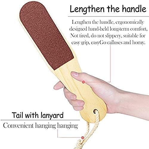 Double Sided Foot File Callus Remover - Wooden Handle Pedicure Tool for Dead Skin - Exfoliate & Smooth Cracked Heels (Perfect for Home Spa, Pedicure & Foot Care Routine)
