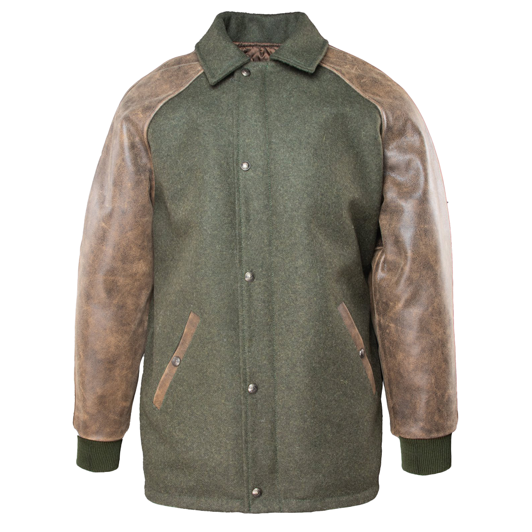 Schott NYC Men's Wool Coach Jacket - Classic Olive Green Outerwear for Fall & Winter | Perfect for Casual Outings, Travel & Urban Style