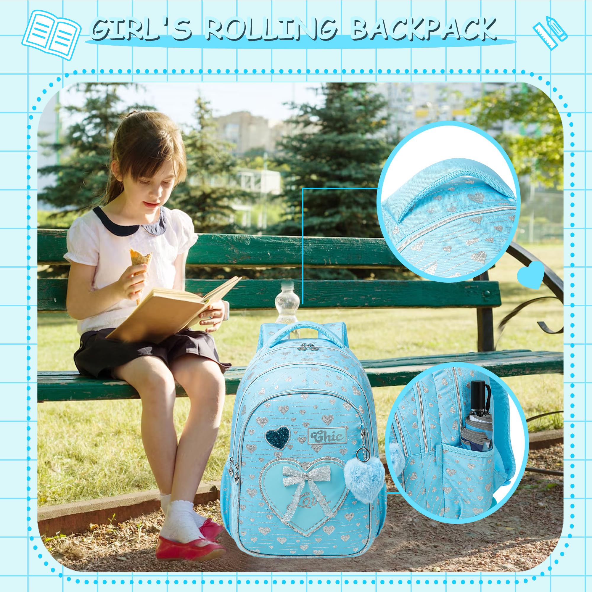 **Meetbelify Girls Backpack for School - Durable Canvas Laptop Backpack with Lunch Box for Elementary Students Ages 8-10 - Perfect for Travel, Class, and Daily Use**