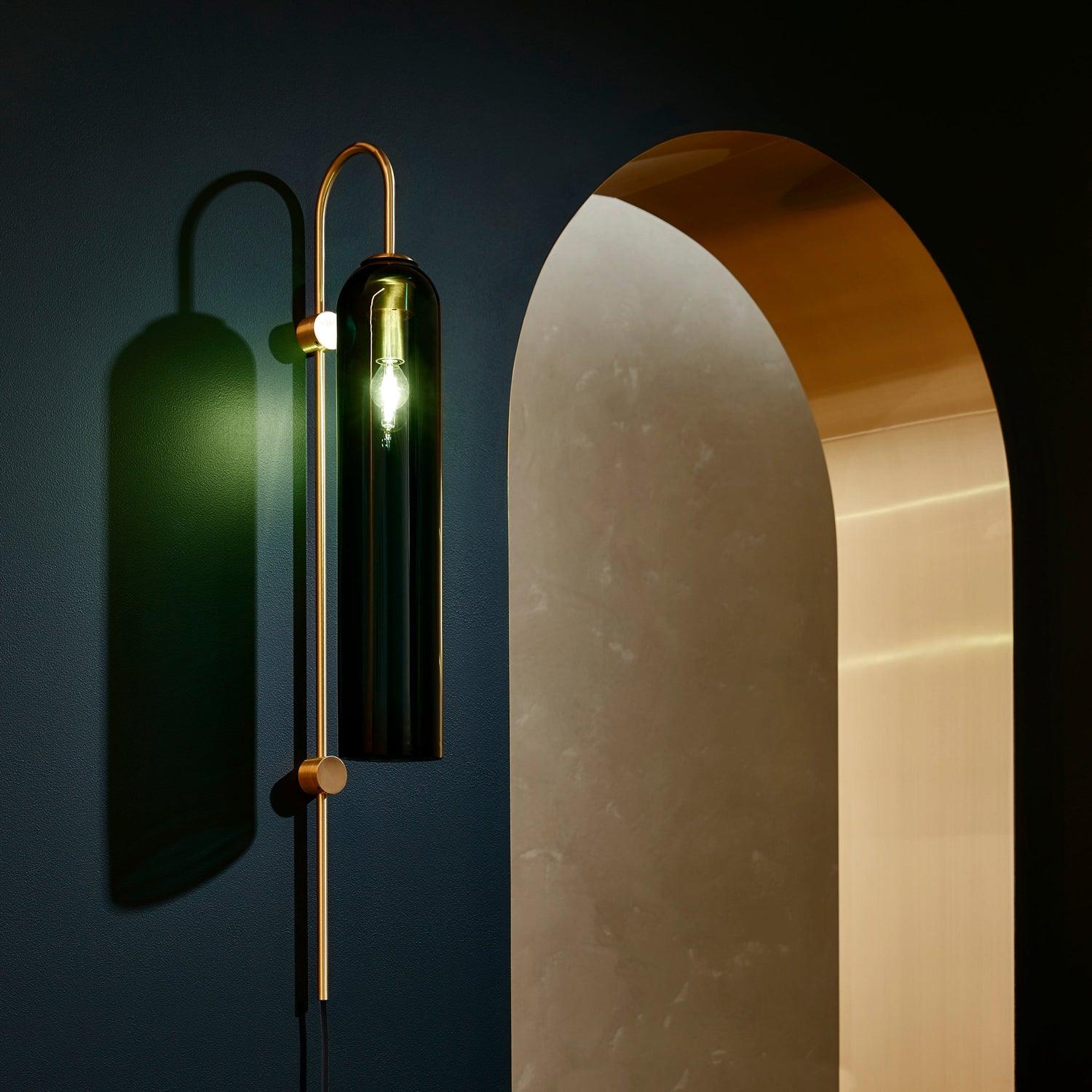 Modern Glass Plug-In Wall Sconce - Elegant Lighting Fixture for Bedroom, Living Room & Hallway Decor