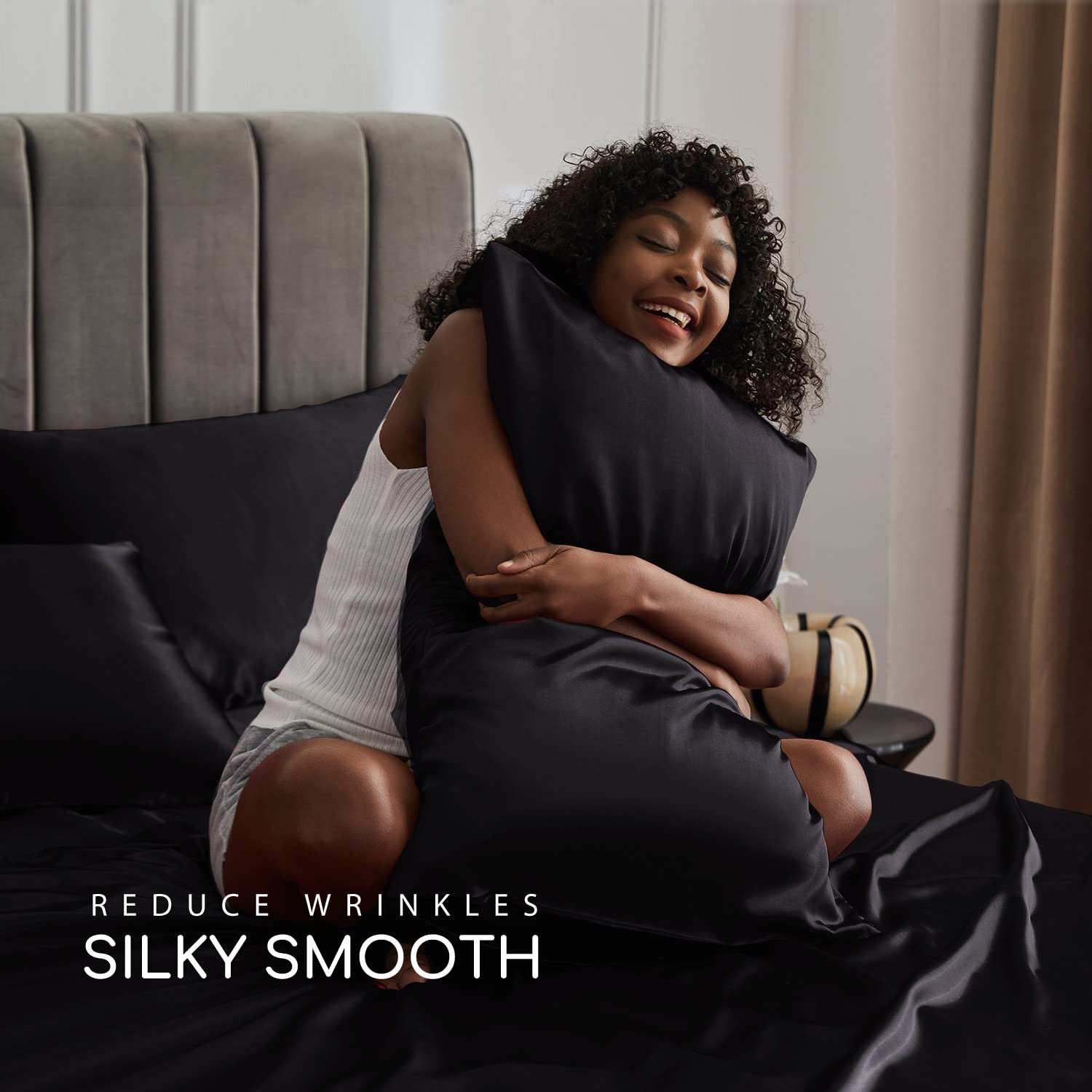Luxury Satin Bed Sheets Set - Full Size 6-Piece Silky Soft Bedding with 15