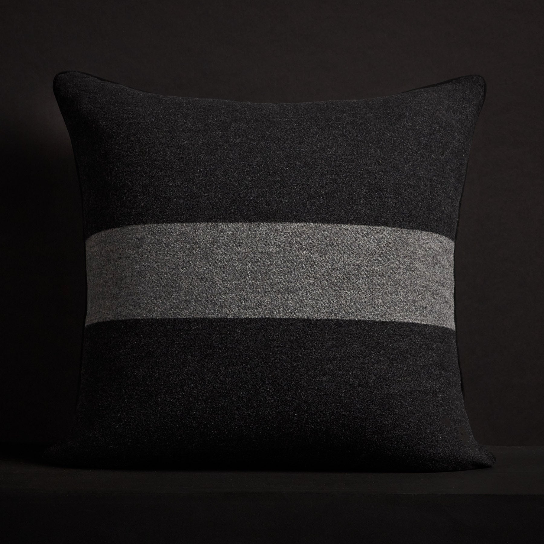 Stripe Throw Pillow with Piping - Anthracite/Flannel - Soft Decorative Cushion for Sofa, Bed & Living Room