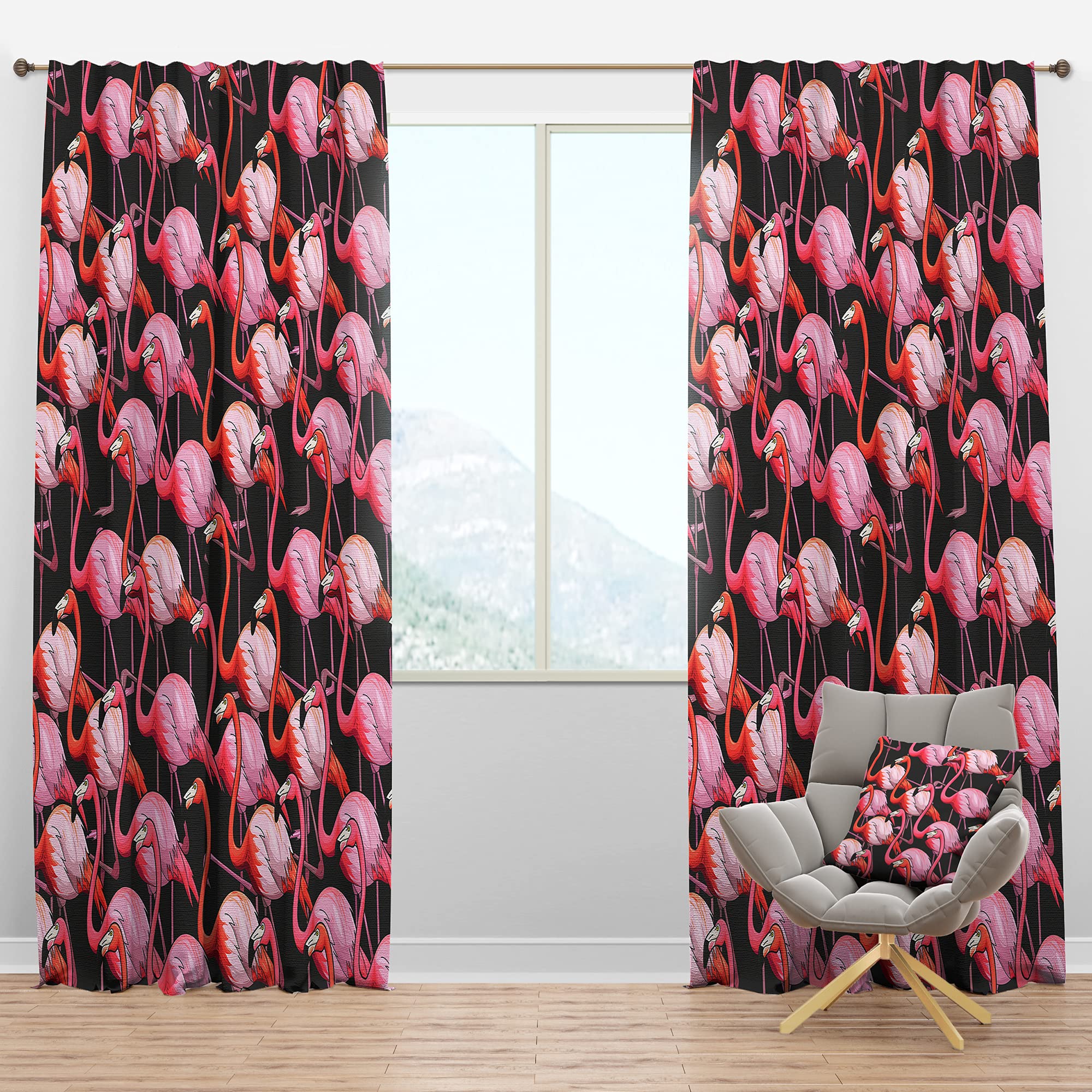 DesignQ Blackout Curtains 'Colorful Flamingo' - Thermal Insulated Single Panel (52x95 inches) for Bedroom & Living Room - Perfect for Light Blocking, Privacy & Energy Savings