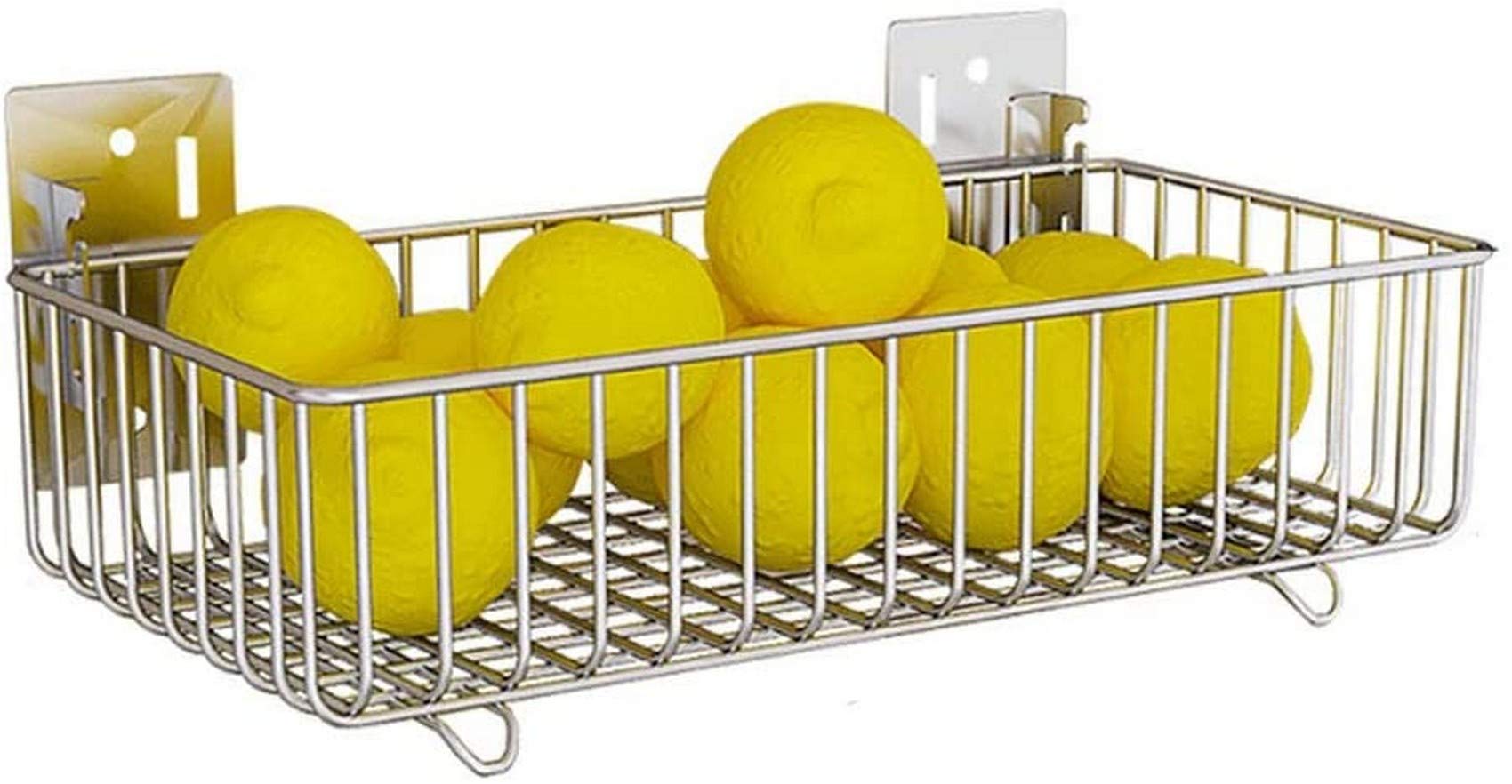 HCYY Stainless Steel Wall-Mounted Fruit & Vegetable Storage Basket - No Drill Kitchen & Bathroom Organizer Shelf - Strong & Sturdy for Fruits, Veggies, Bath Essentials & Home Organization