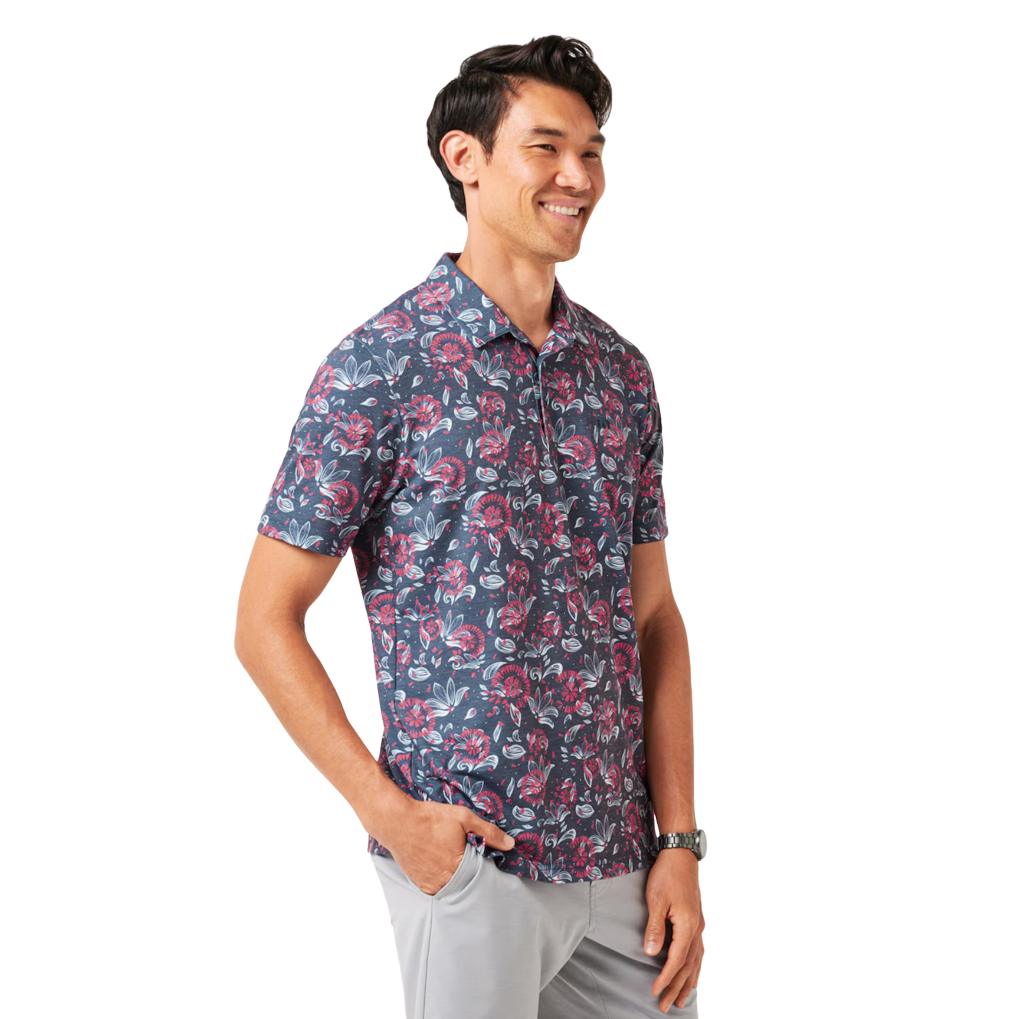 TravisMathew Featherweight Flourish Men's Performance Polo Shirt - Lightweight, Breathable & Moisture-Wicking for Golf, Tennis & Casual Wear