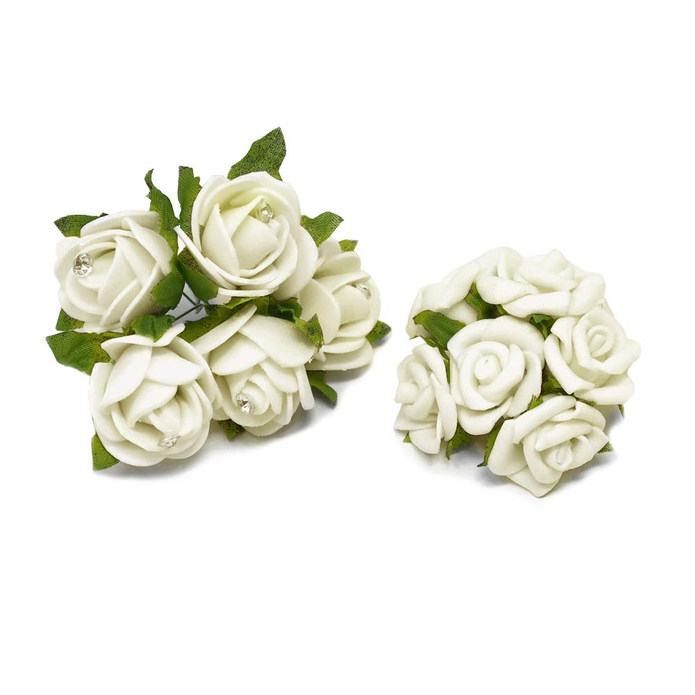 Homeford Artificial Rose Floral Bouquets - 2-Piece Ivory Silk Flower Arrangement for Wedding Centerpieces, Home Decor & Table Decorations