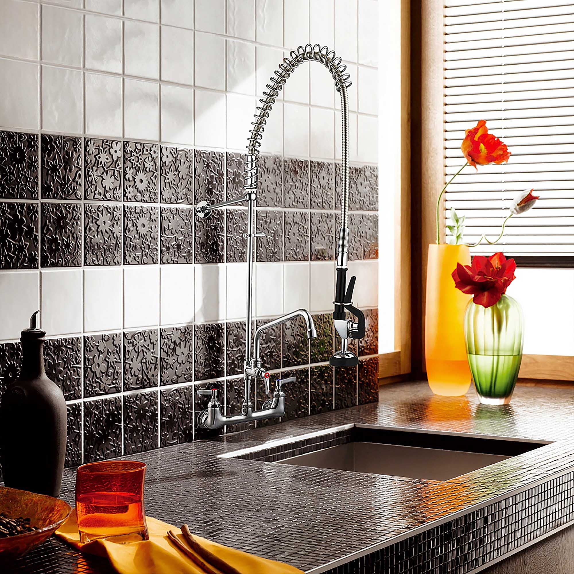 2 Pack Commercial Kitchen Sink Faucet with Sprayer - 44