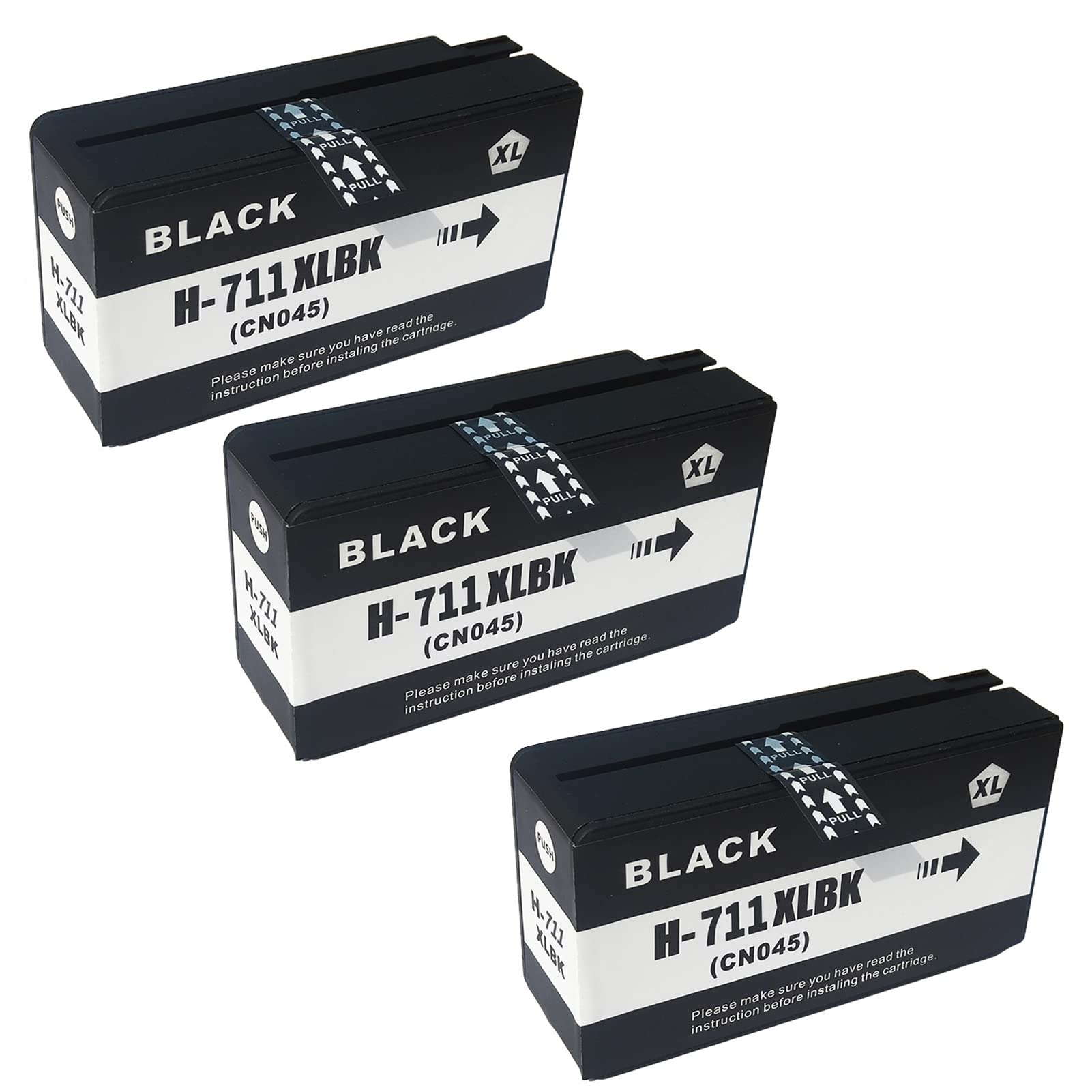 711XL CZ133A CZ130A Ink Cartridges Replacement - Compatible with HP Designjet T120 24-inch & T120 610mm EPrinter (3-Black) - Ideal for Large Format Printing, Architectural Drawings & Engineering Blueprints