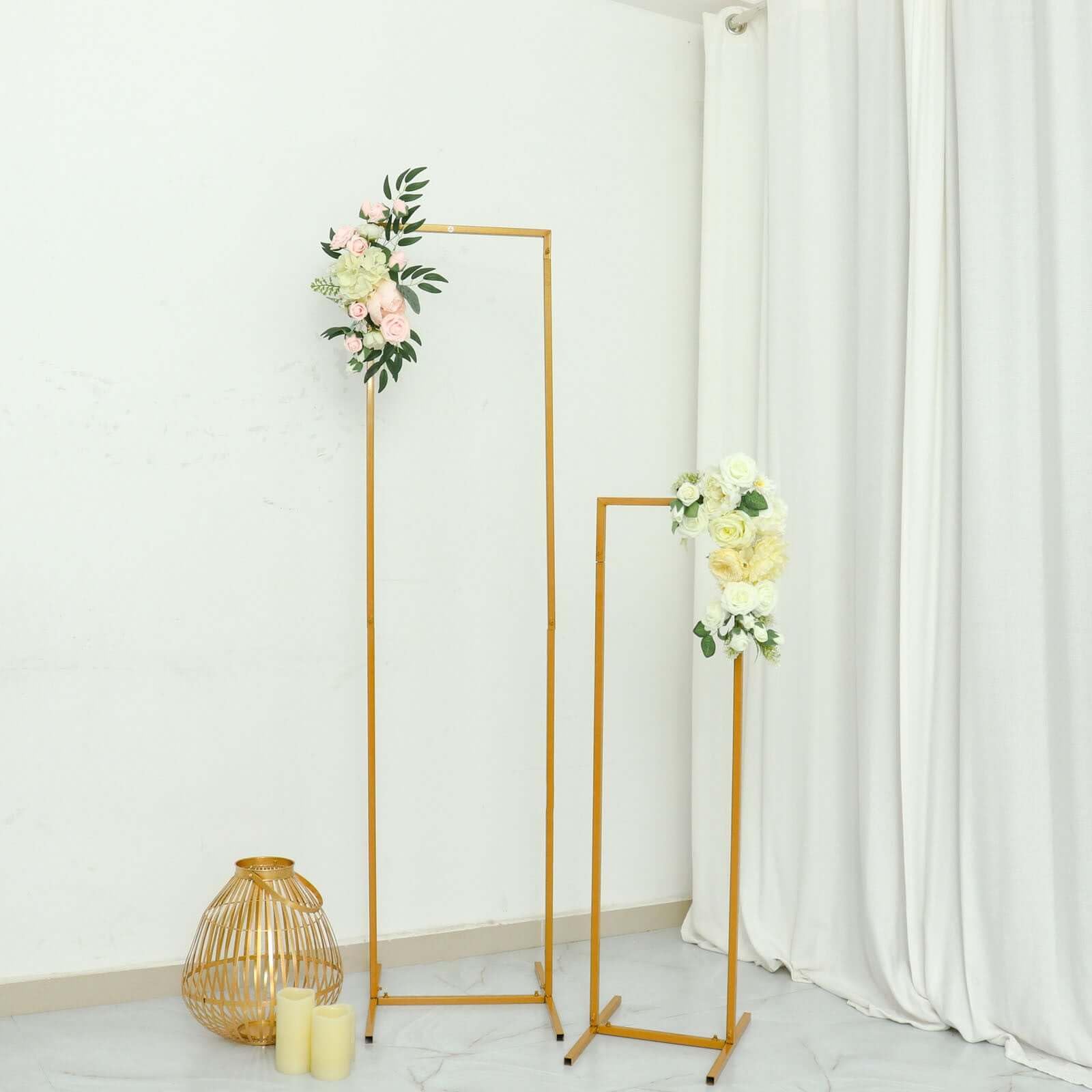 5.5ft Gold Wedding Flower Stand - Metal Backdrop & Vase Column for Wedding Decor