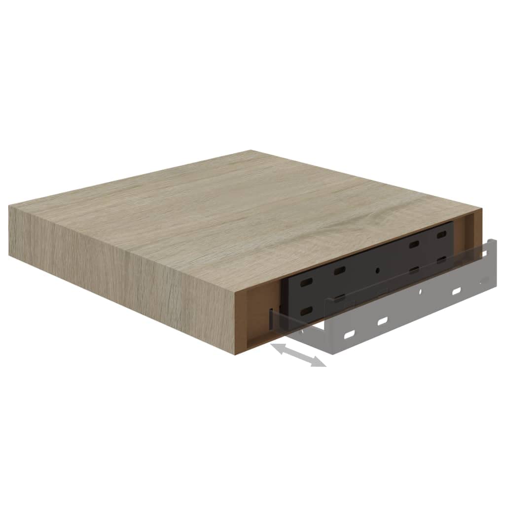Floating Wall Shelf - Invisible Mounting Oak MDF Display Shelf for Books, Decor & Storage (9.1