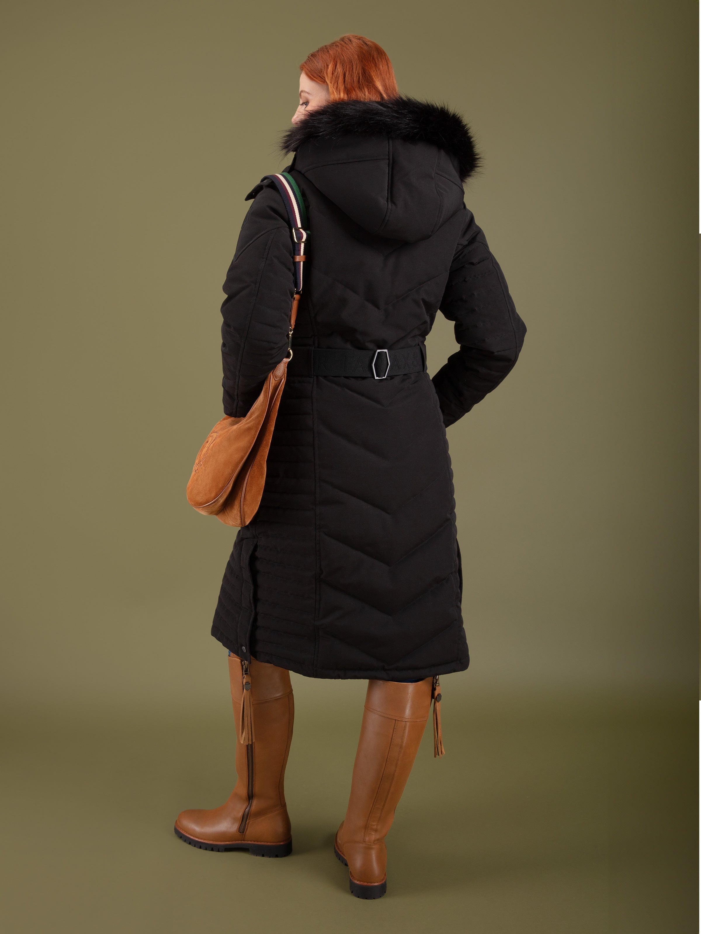 Charlotte Padded Longline Coat for Women - Warm Winter Jacket with Hood, Black - Perfect for Cold Weather, Outdoor Activities & Fashion Layering