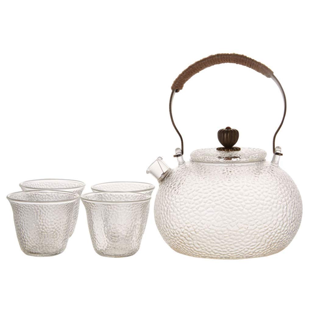 Premium Glass Tea Set with Teapot & 4 Cups - Elegant Black Tea Brewing Kit for Home, Office & Gifting | Classic Household Tea Ceremony Accessories