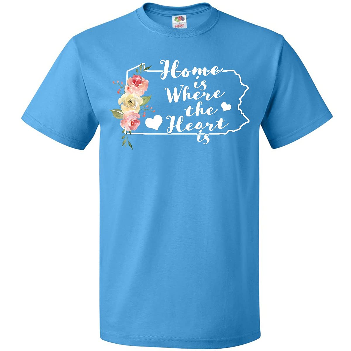 Inktastic Pennsylvania Home is Where The Heart is Watercolor Graphic T-Shirt for Women & Men - Casual Wear, Gifts, State Pride Apparel