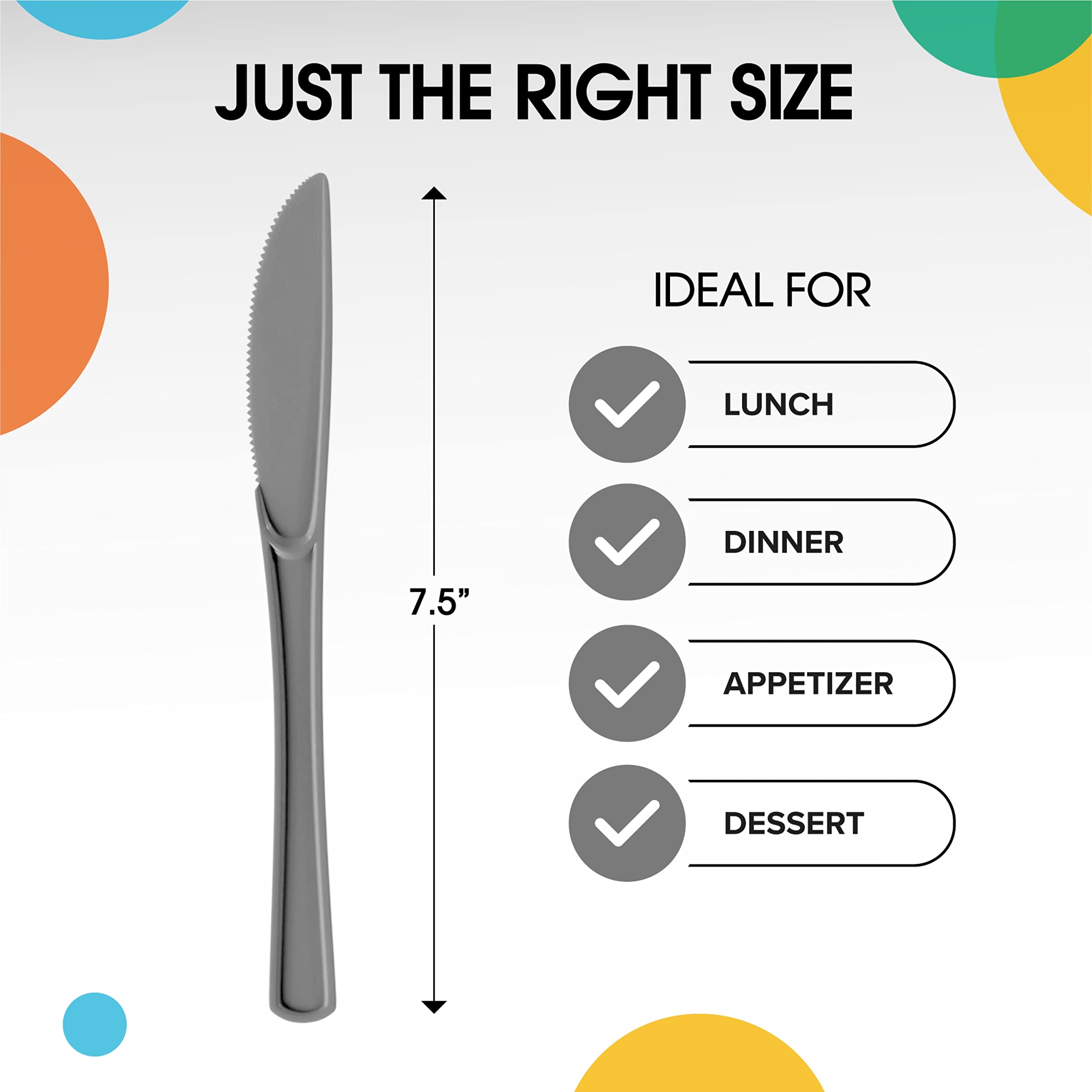 50-Pack Heavy Duty Silver Plastic Knives - Disposable Cutlery Set for Parties, Picnics & Events - Durable Flatware for Catering, BBQ, Wedding & Home Use
